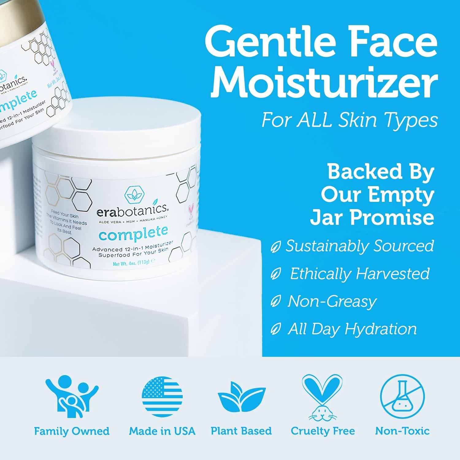 Era Organics Manuka Honey Face Cream 4 oz Daily Moisturizer for Sensitive Skin - Image 4