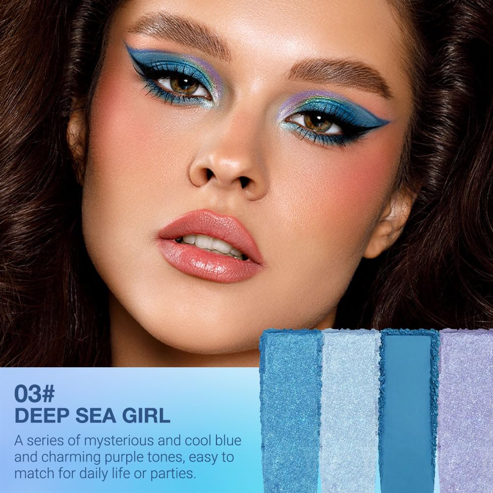 9-Color Blue Violet Eyeshadow Palette with Blendable Matte Shimmer Shades - Image 2