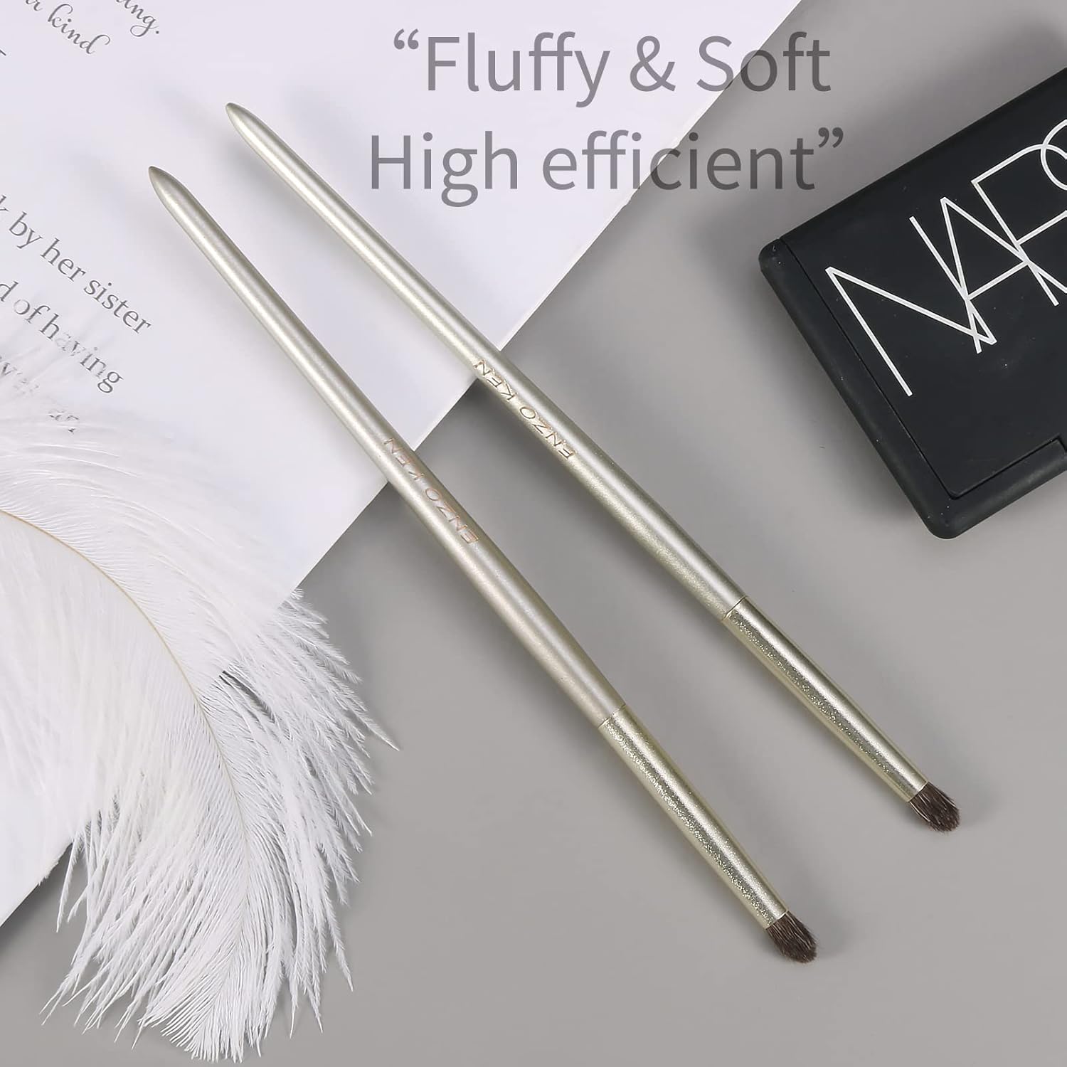 Natural Pony Hair Eye Shadow Brush, ENZO KEN Small Detail Eyeshadow Brush, Detailing Eye Shadow Brush, Mini Eye Smudge Brush, Corner Eyeshadow Brush, Eye Brushes, Eyeshadow Blending Brush. Gold, E204S - Image 7