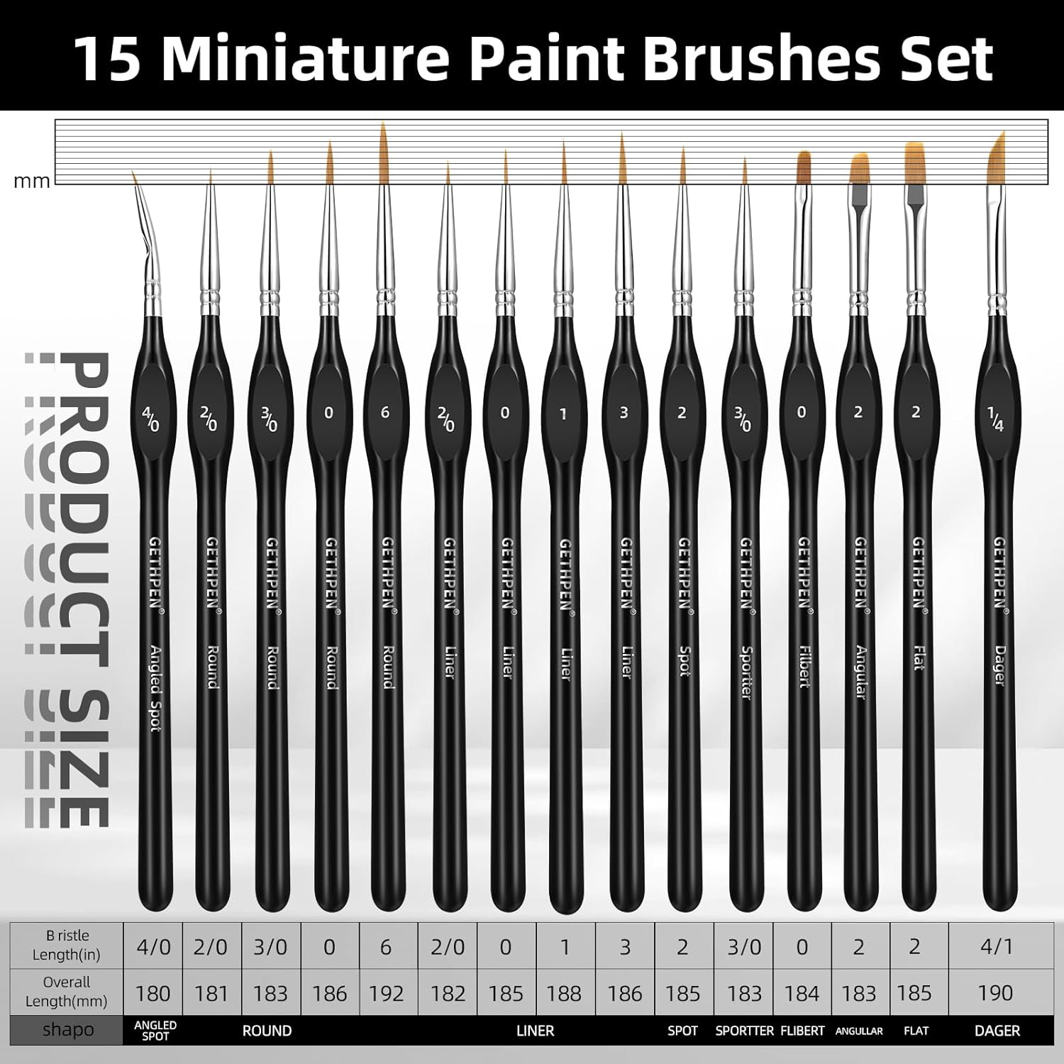 15 Piece Extreme Detail Paint Brush Set for Acrylic Watercolor Oil Fine Detailing - Image 2