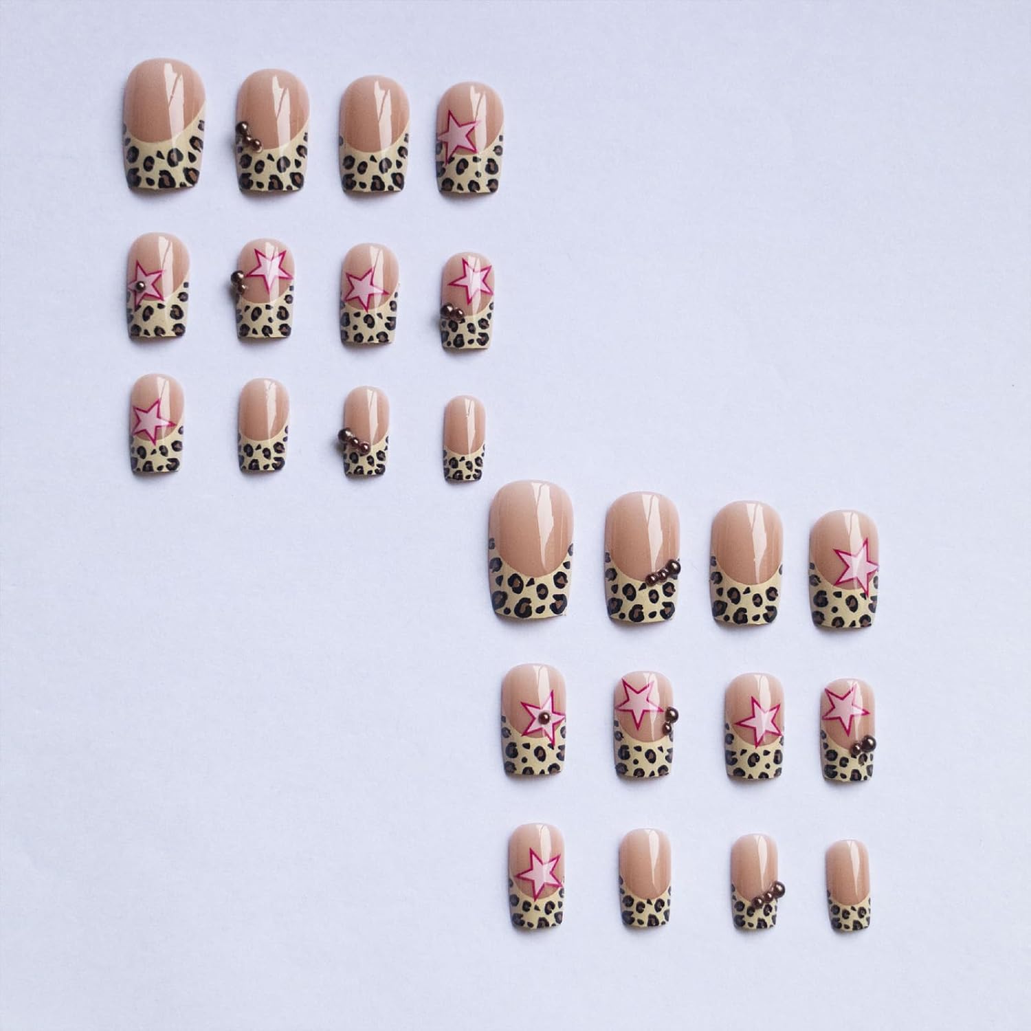 SINHOT Medium Square Press On Nails 24 Piece Glossy Leopard Print Acrylic Design - Image 3