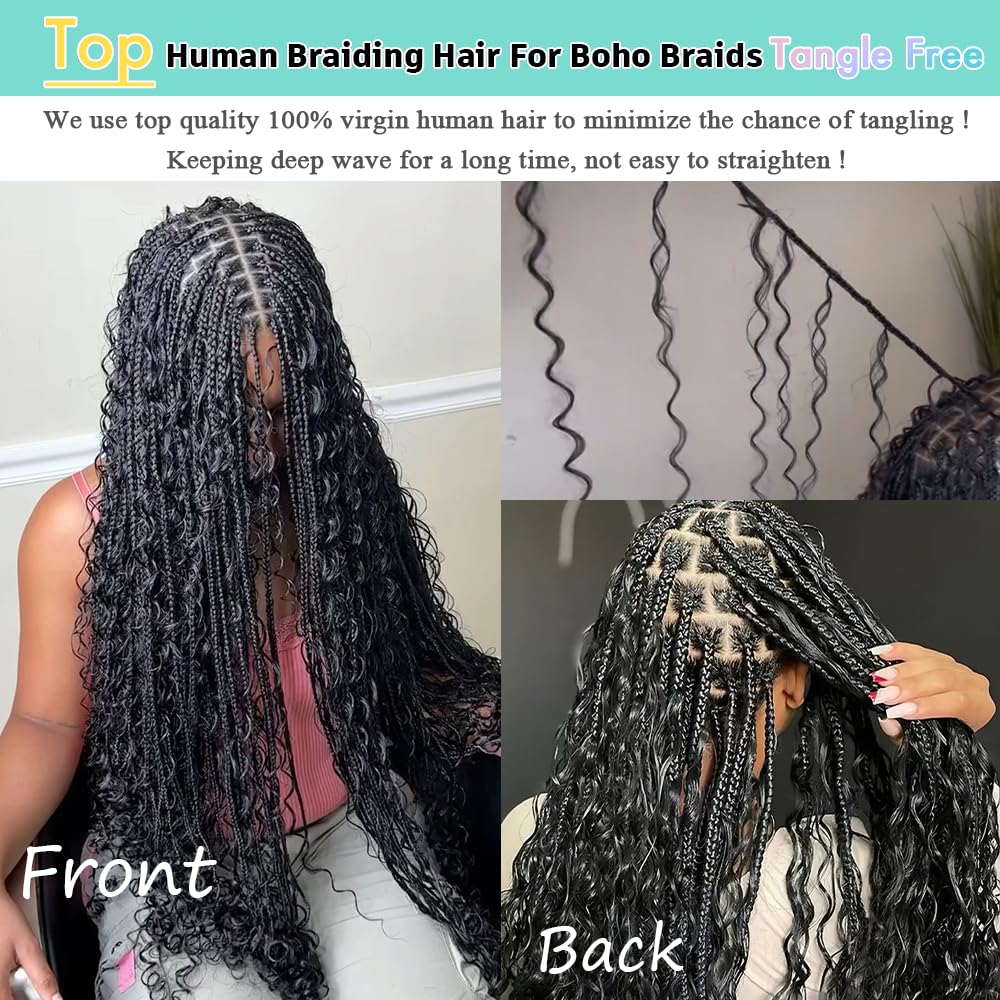 Deep Wave Ombre Braiding Human Hair Bulk Extensions 16 Inch 6 Bundles 150g - Image 3