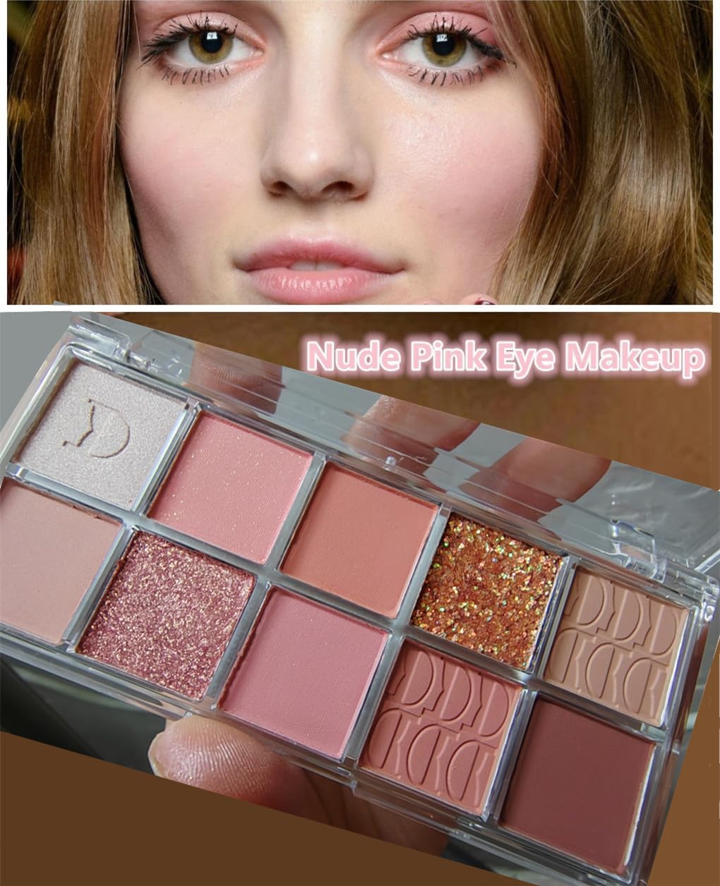 Go Ho 10 Color Eyeshadow Palette Waterproof Matte Shimmer Glitter 15 Warm Shades - Image 5