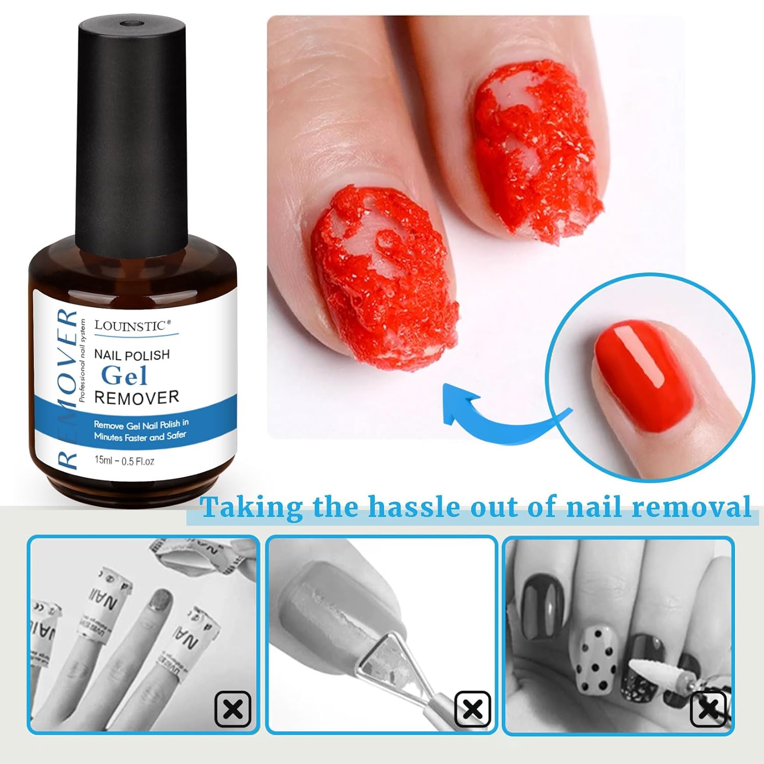 LOUINSTIC 120ml Professional Gel Nail Polish Remover Kit Quick Easy Application - Image 4