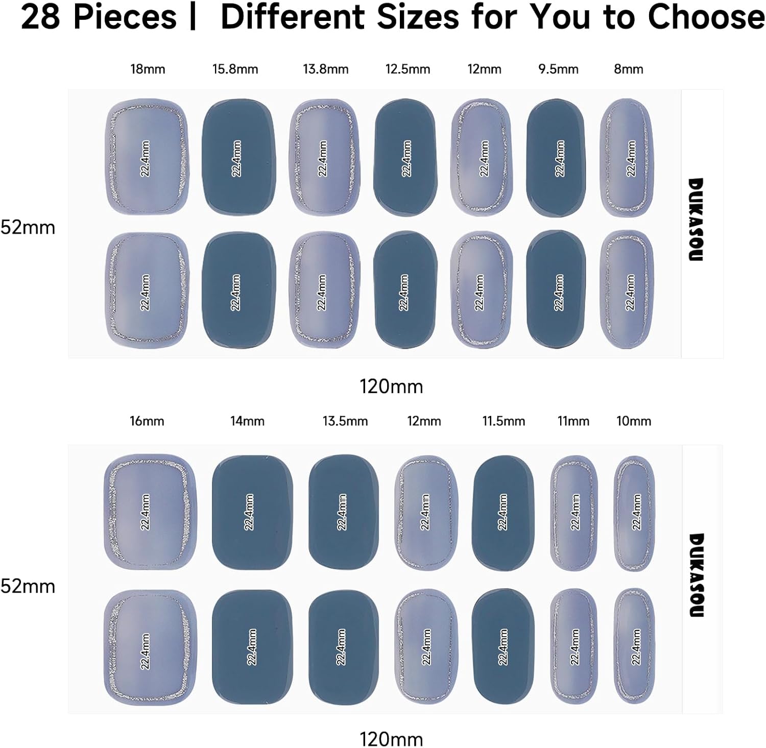 Blue Horizon 28 Piece Semi-Cured Gel Nail Strips for DIY Application with UV Lamp - Image 5