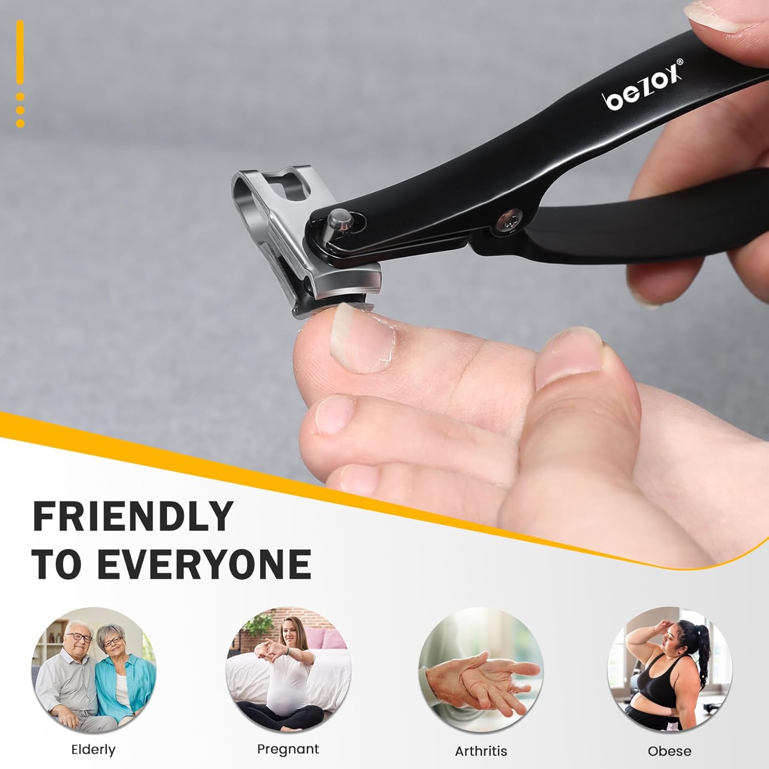 BEZOX Long Handle Toenail Clippers for Seniors, 360° Rotating Jaw, Ergonomic Grip, Stainless Steel - Image 5