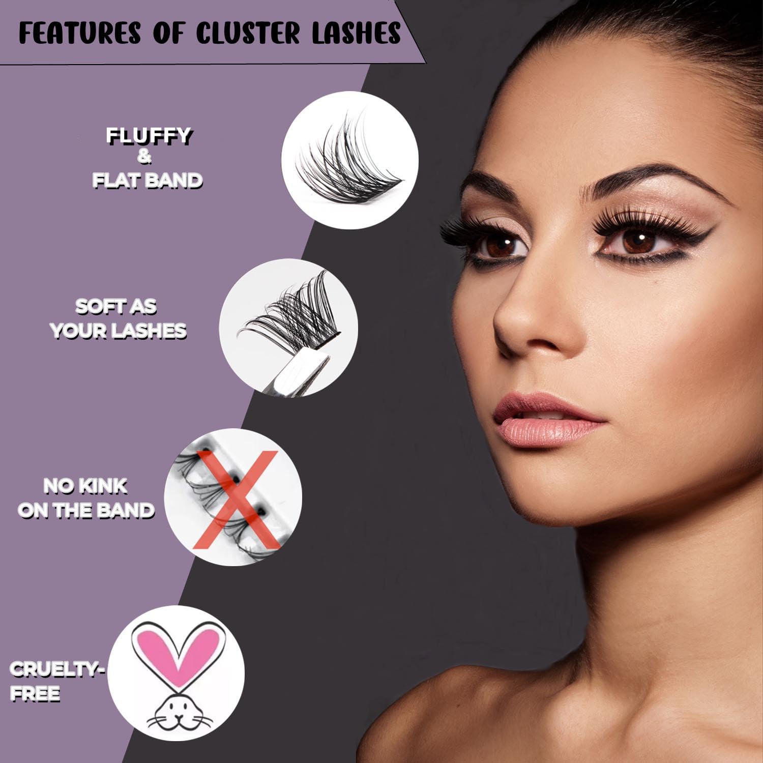 Individual Cluster Lashes Kit 120 Count 10-16mm C/D Curl with Applicator Bond Seal - Image 6