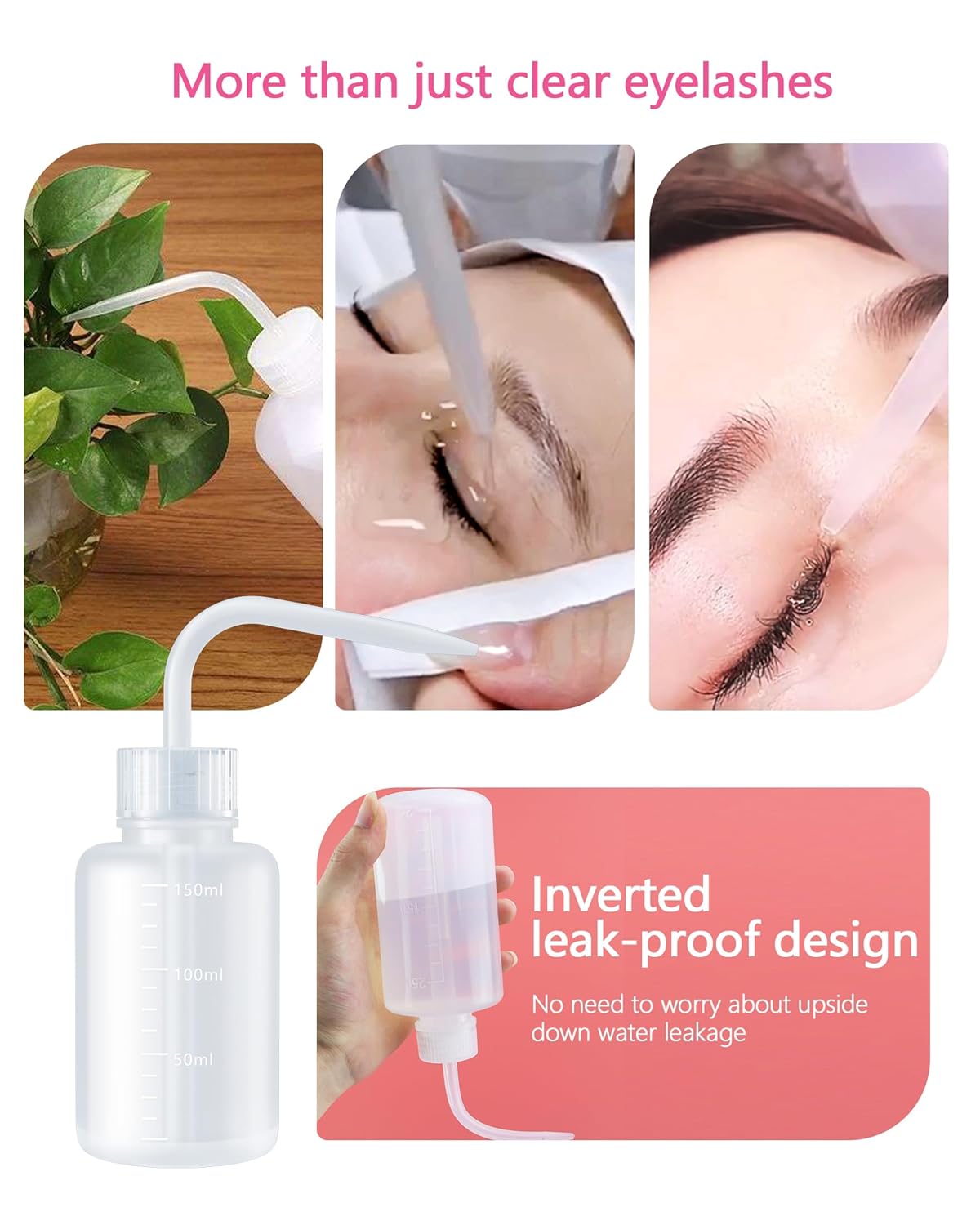 Buqikma 60ml Lash Cleanser Kit with Fan Brush, Rinse Bottle, and 50 Pink Mascara Wands - Image 7