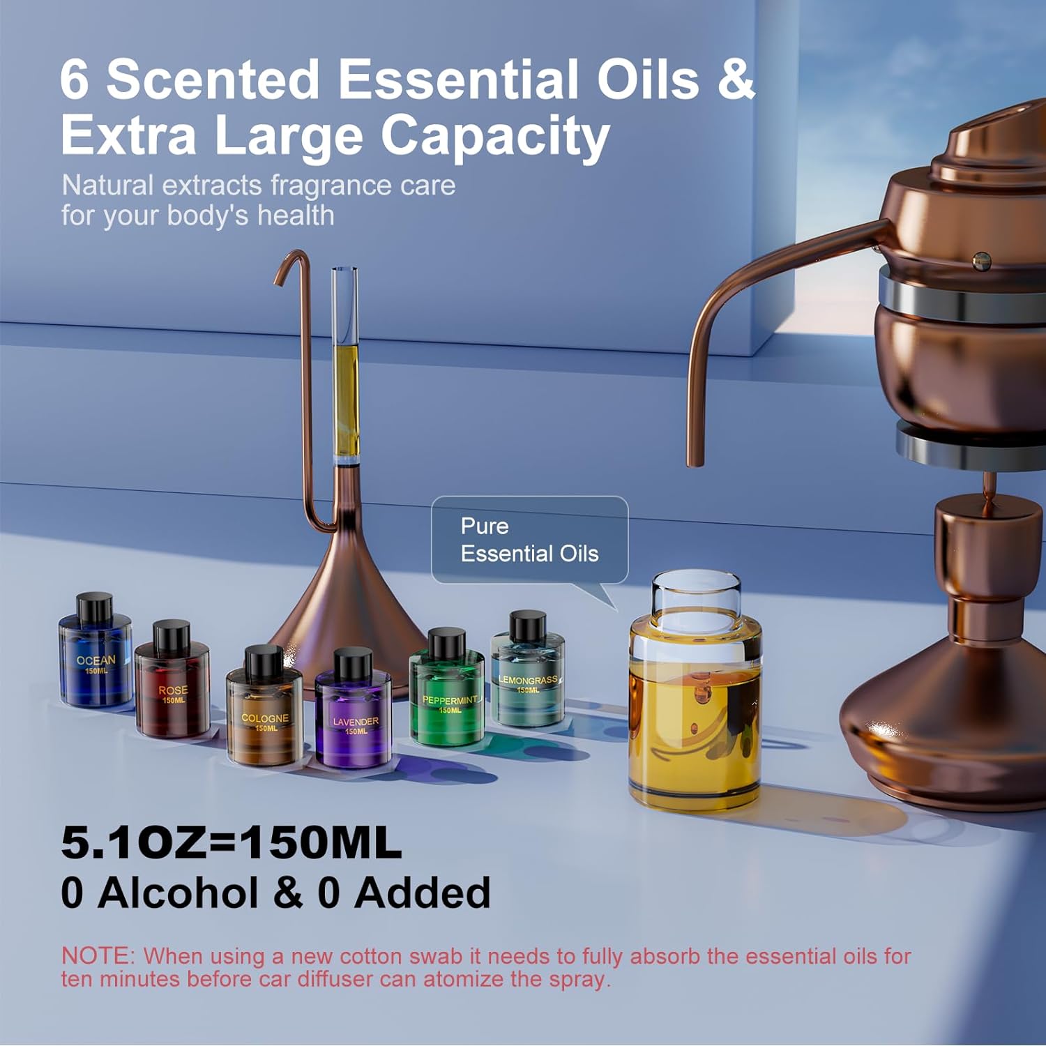 Smart Car Air Freshener 150ML Essential Oil Diffuser Ocean Scent with Auto On/Off Modes for Home - Image 7