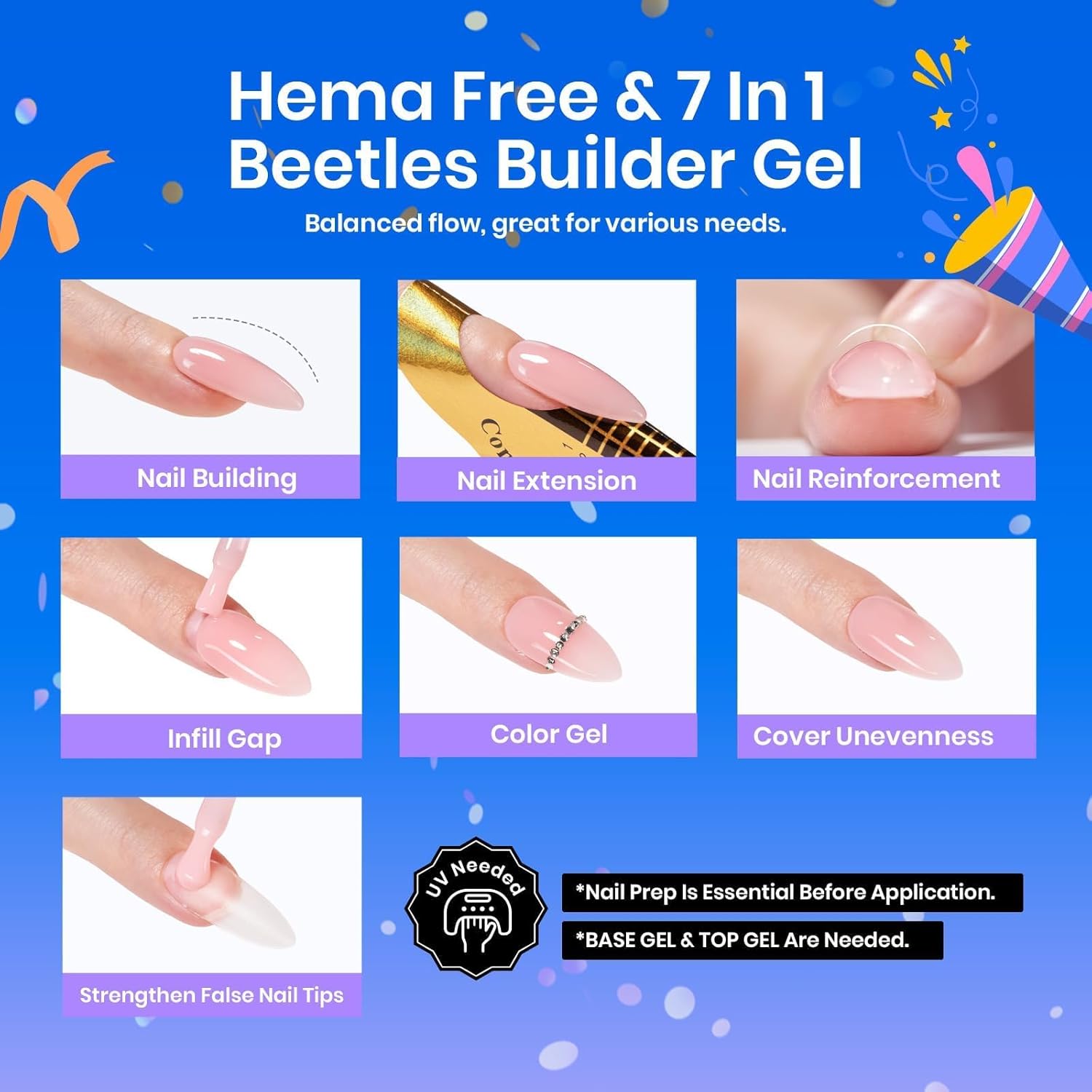 Beetles 0.51 OZ 7-in-1 Nude Jelly Builder Gel for Nail Extensions and Strengthening - Image 3