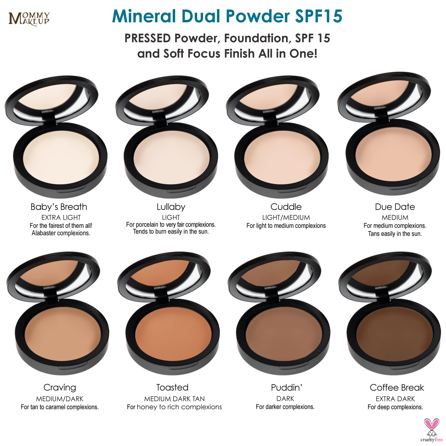 Mineral Dual Pressed Foundation SPF 15 Oil-Free, Talc-Free, Gluten-Free 0.45 oz Cuddle Light/Medium - Image 5