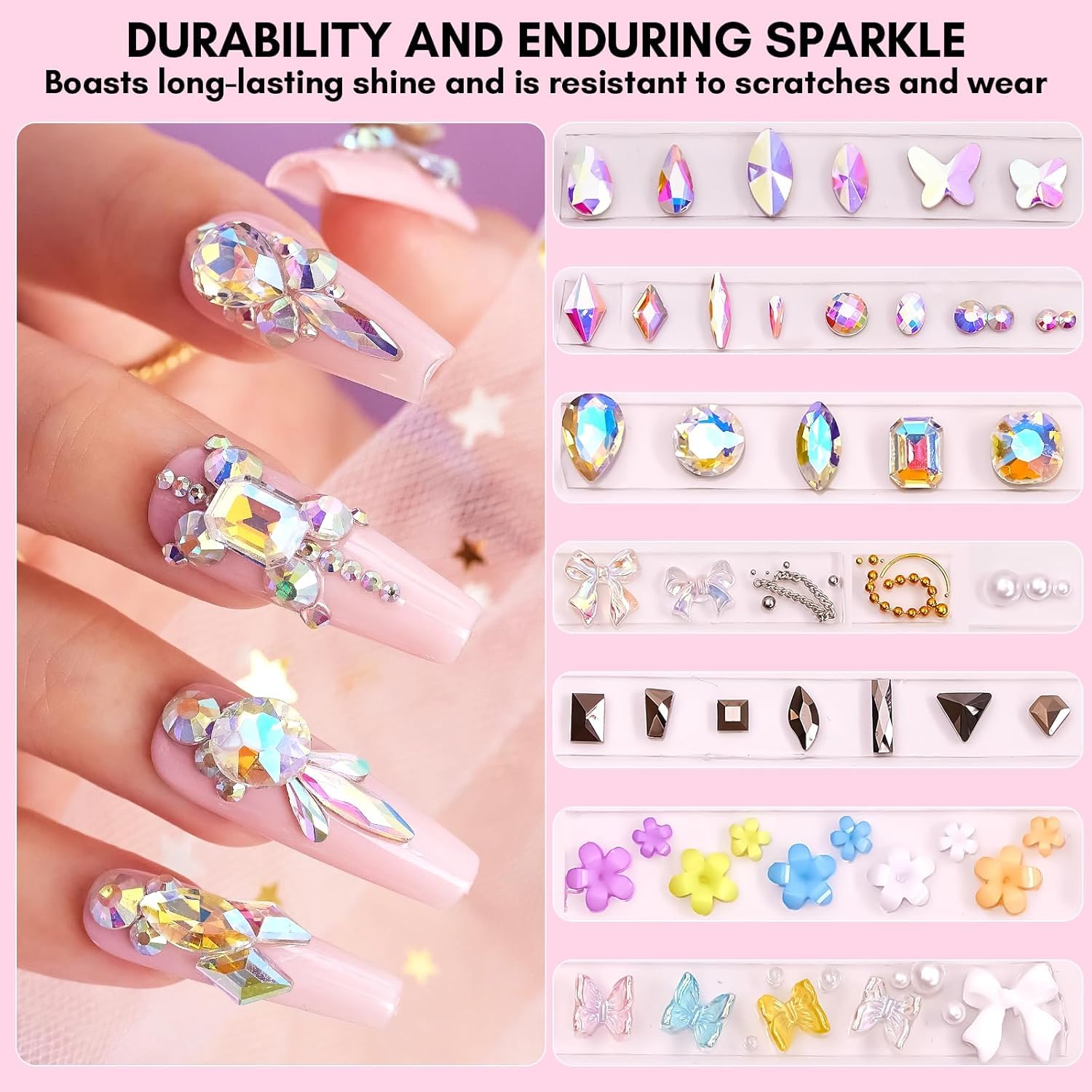 Makartt 3775 Piece Nail Gem Set with Rhinestone Glue and Tweezer for DIY Nail Art - Image 4