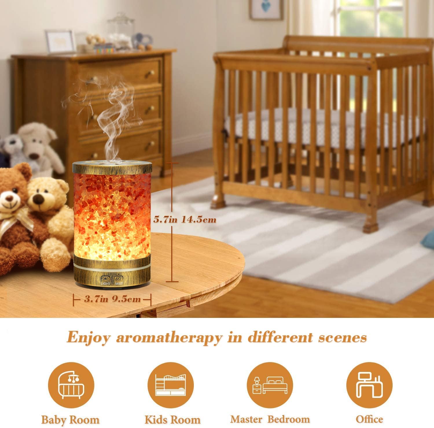 Himalayan Pink Salt Essential Oil Diffuser 120ml Capacity with 7 Color Lights - Image 7