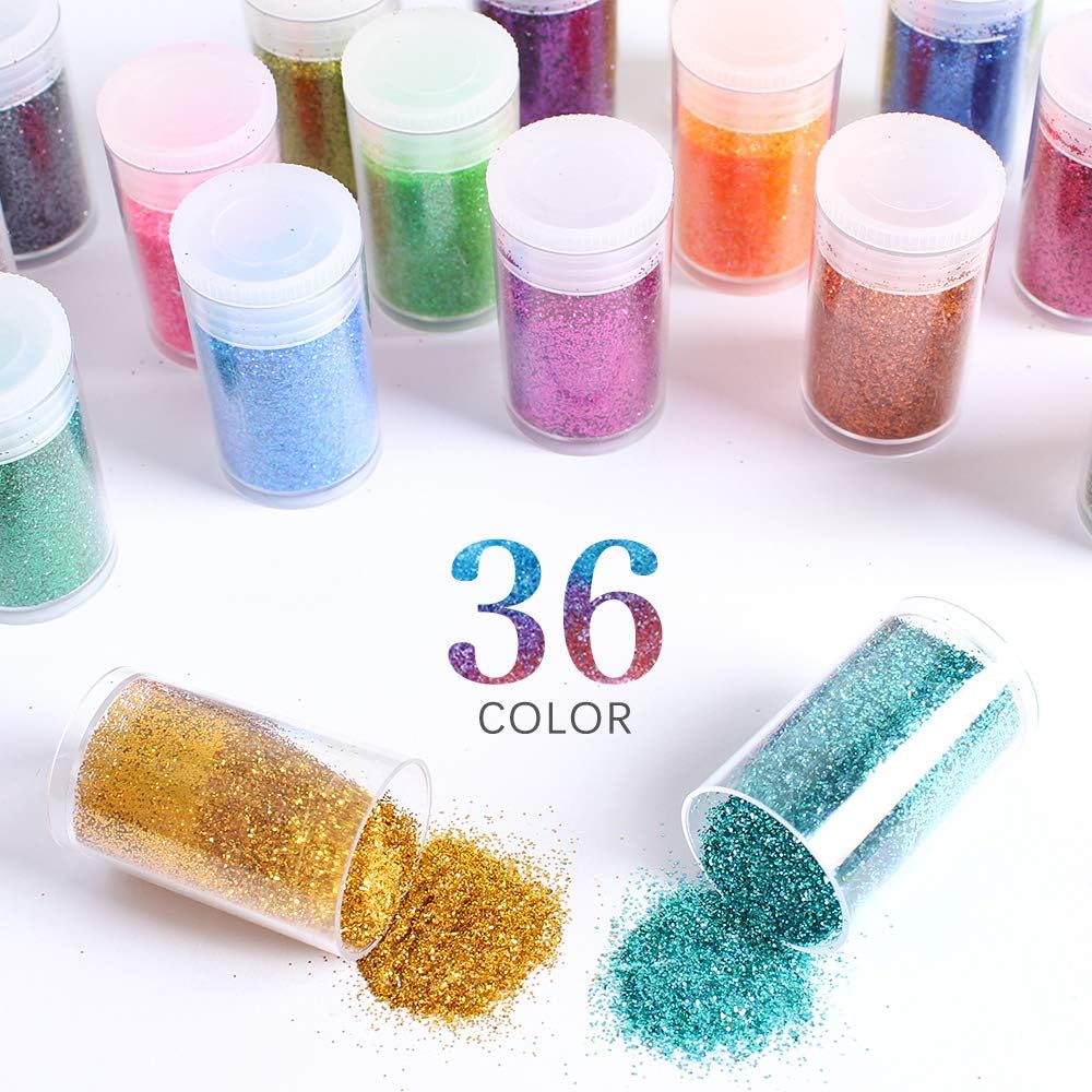 36 Vibrant Extra Fine Glitter Color Set for Nail Art, Makeup, and Crafts - Image 2