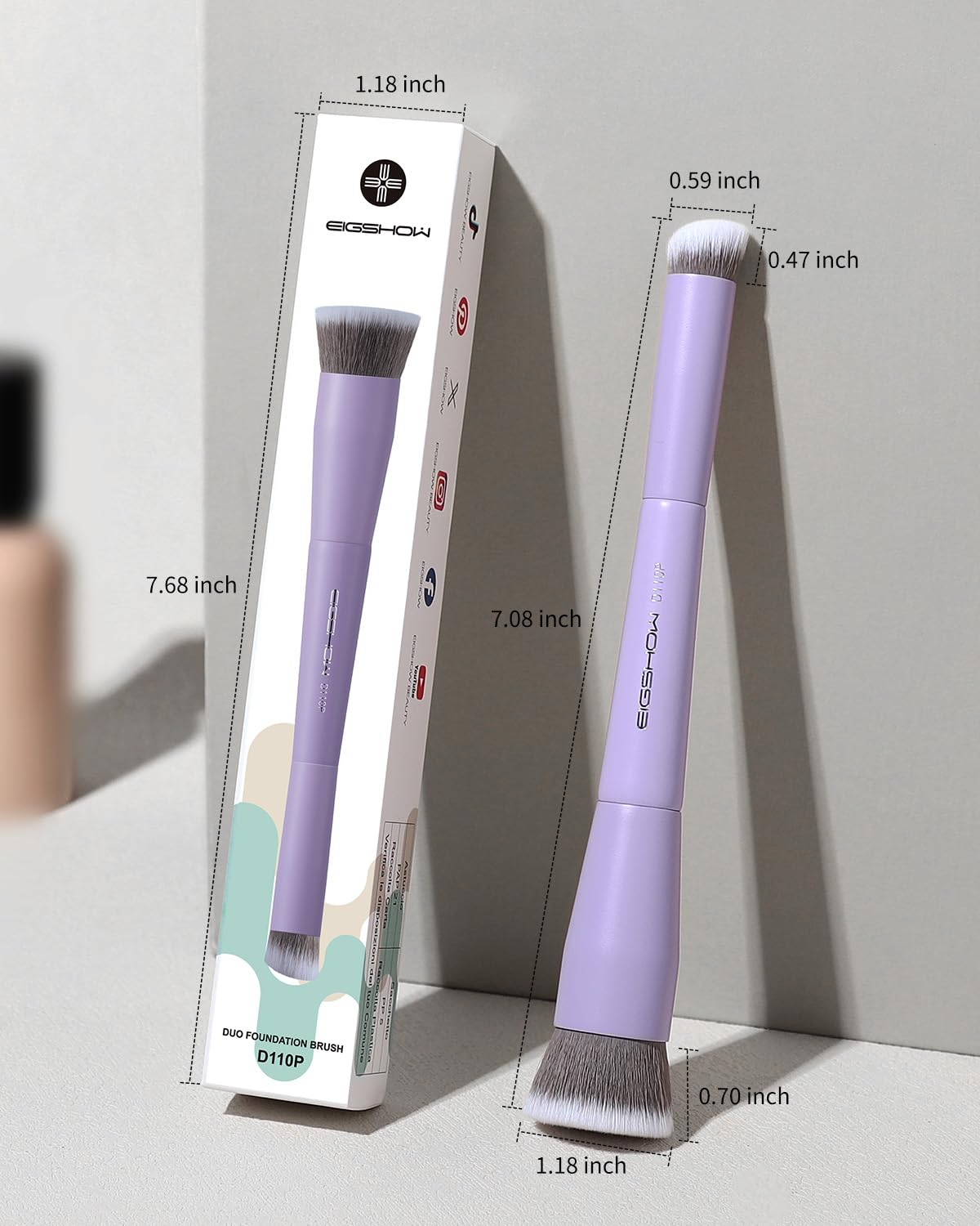 EIGSHOW Dual Ended Foundation and Concealer Brush with Silver Ion Bristles for Flawless Coverage - Image 7