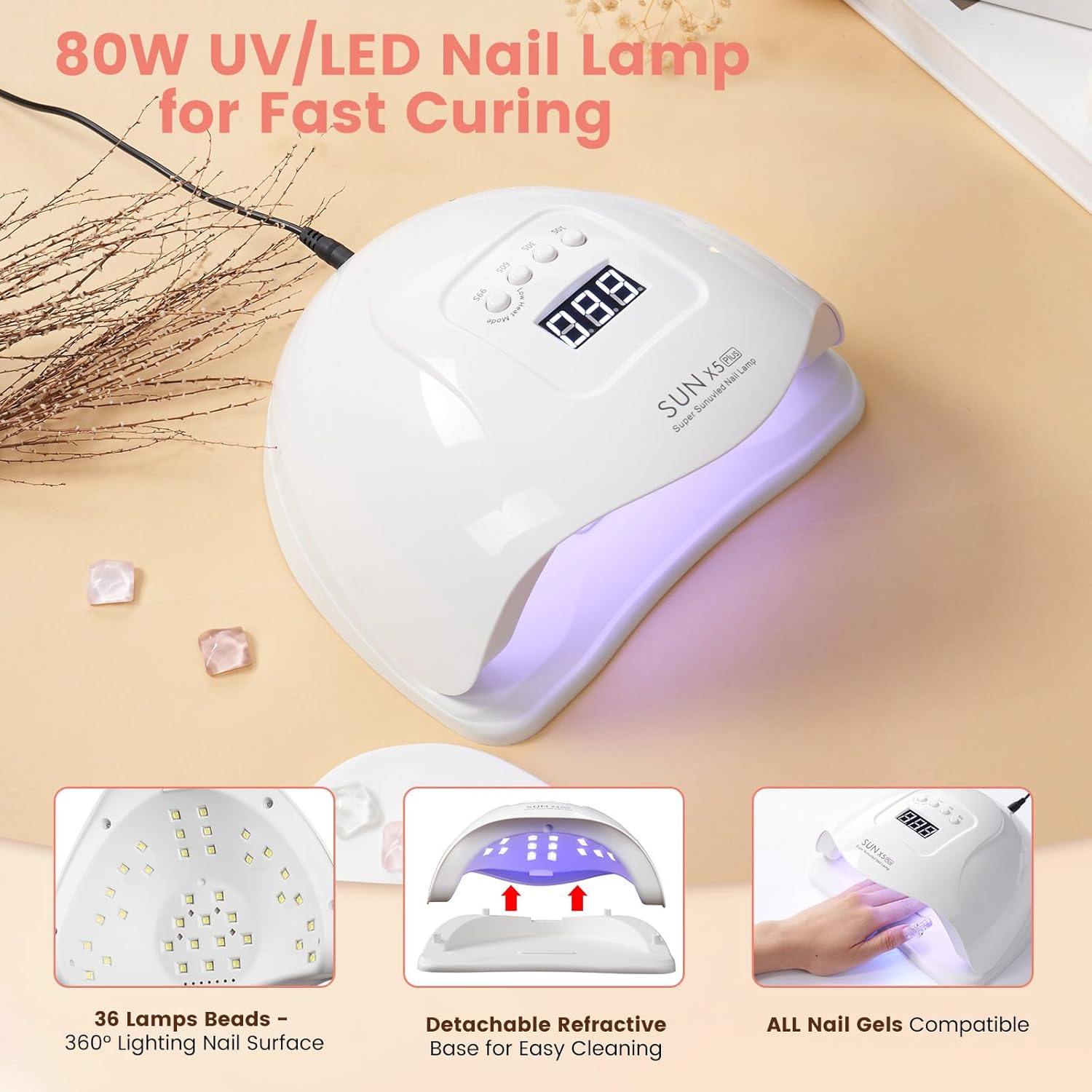 Beginner Acrylic Nail Kit with UV Lamp, 1oz Liquid, Electric Drill, and Practice Hand - Image 3