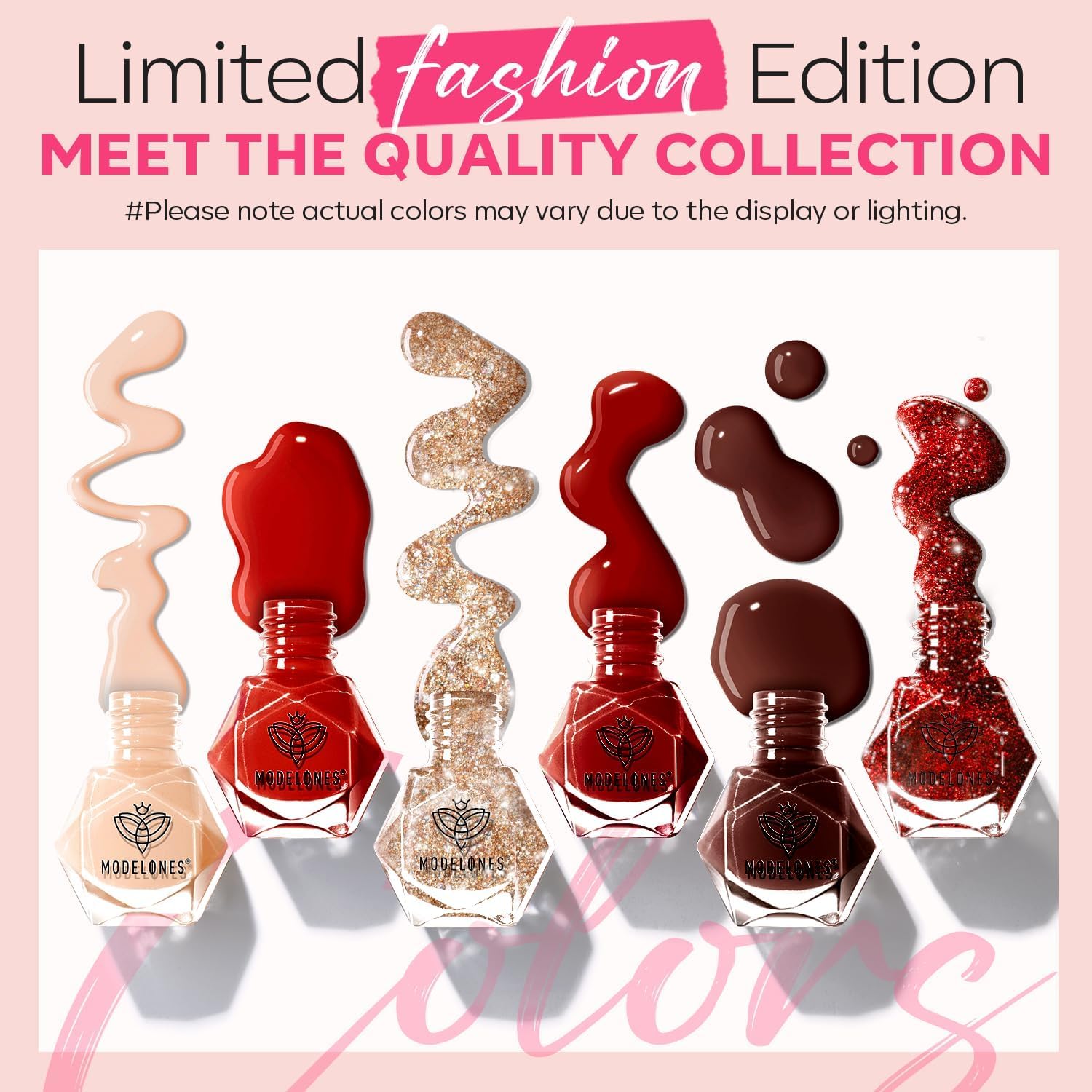 Modelones 6-Color Mini Nail Polish Set Red Nude Gold Glitter Quick Dry for DIY Manicure - Image 3