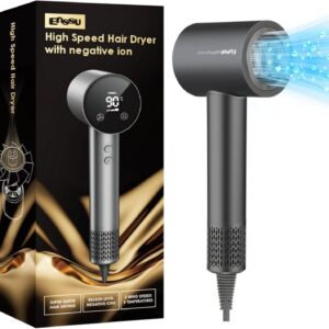 Hair Dryer,110000 RPM High-Speed Brushless Motor for Fast Drying with HD Digital Display Low Noise Compact Hair Blow Dryer for Curly Hair for Home Travel Salon #201BK