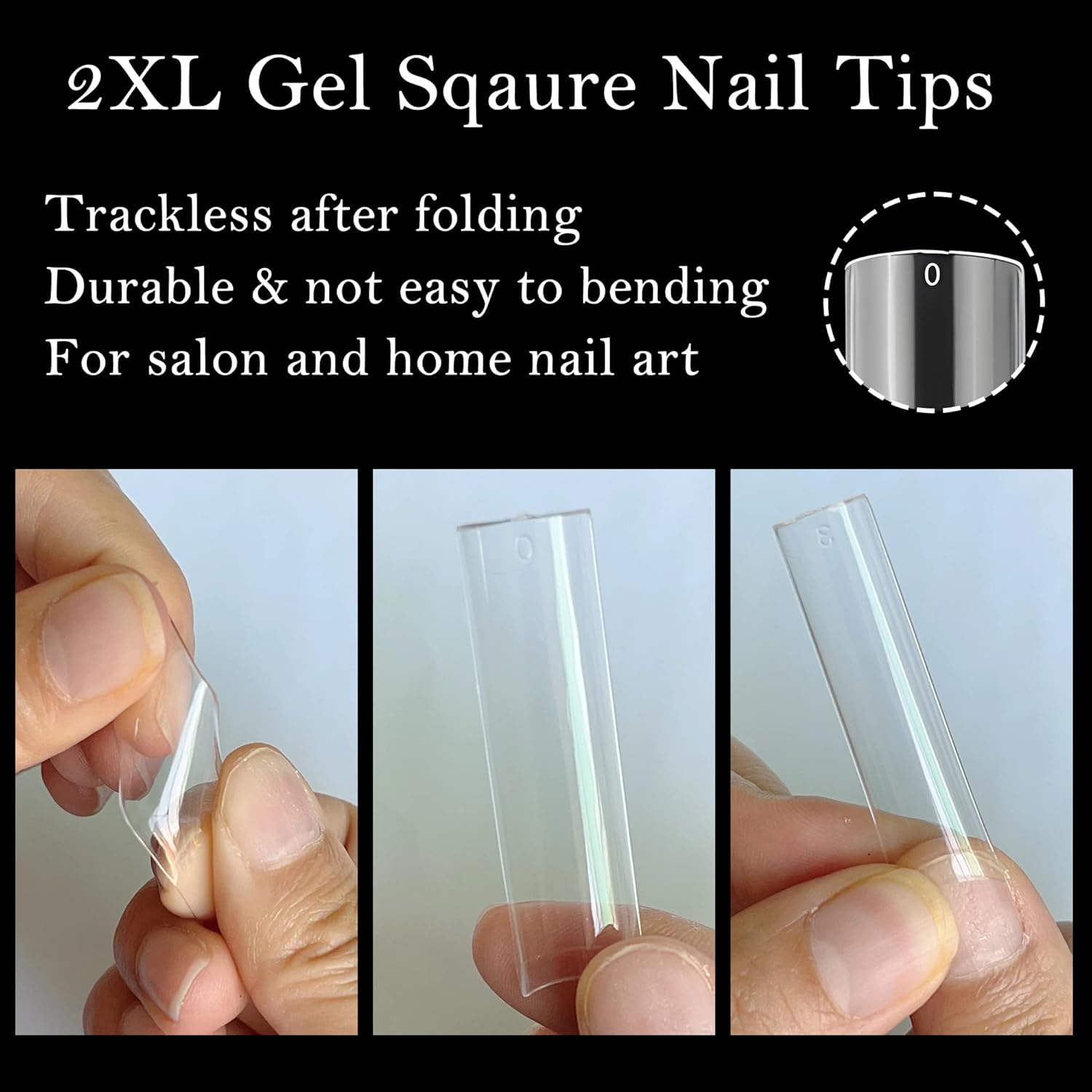 AddFavor 240ct XXL Clear Gel Square Nail Tips for Professional Acrylic Nail Art - Image 2