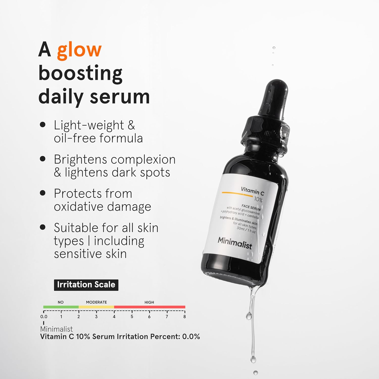 Brightening Hydrating Minimalist 10% Vitamin C Serum for All Skin Types, 1 Fl Oz - Image 2