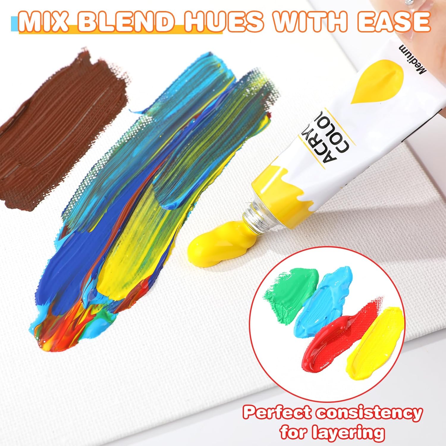 ESRICH 24 Non-Toxic Acrylic Paint Set, 12 Colors, 2 Packs, Includes 20 Brushes for All Ages - Image 5