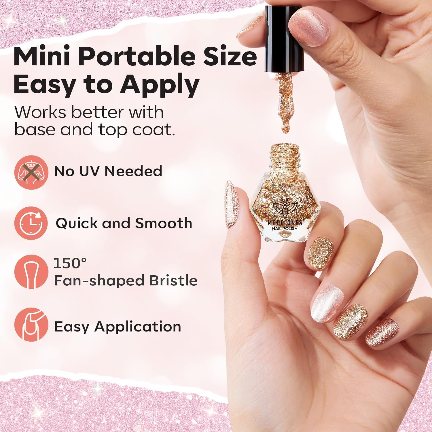 Modelones 12-Color Nude Brown Glitter Gel Nail Polish Set for Home Manicure - Image 4