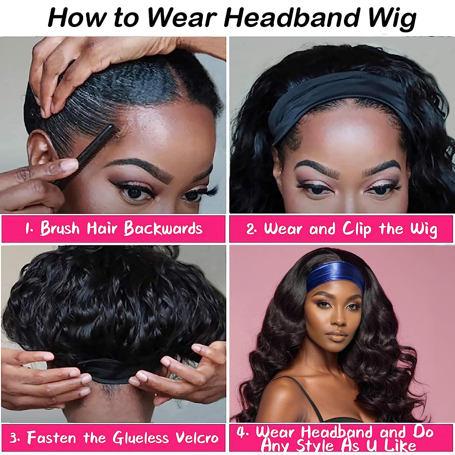 JCL 12 Inch Glueless Body Wave Human Hair Headband Wig for Black Women Natural Color - Image 4