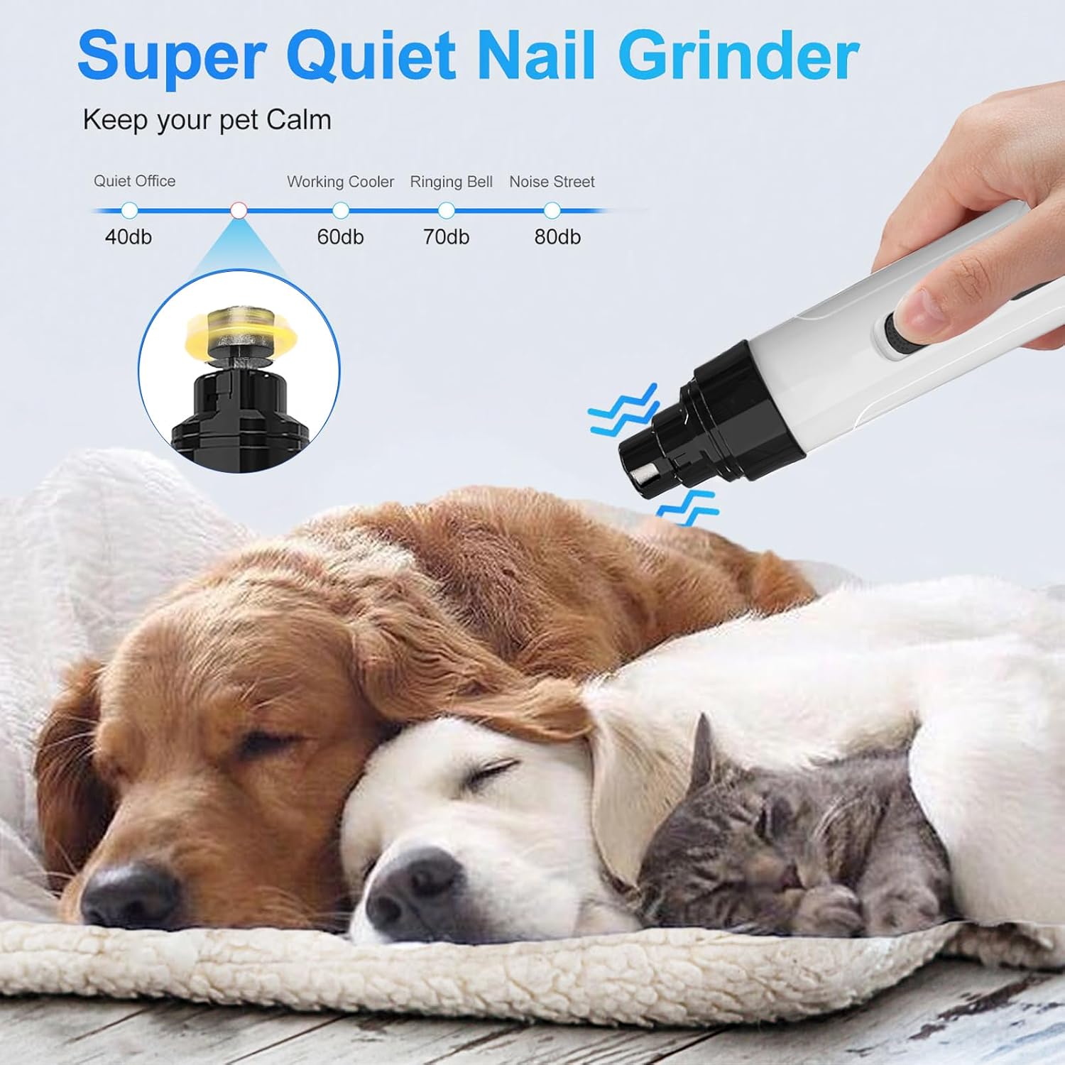 Silent Groom Pro Dog Nail Grinder with USB Rechargeable Trimmer for Safe Grooming - Image 2