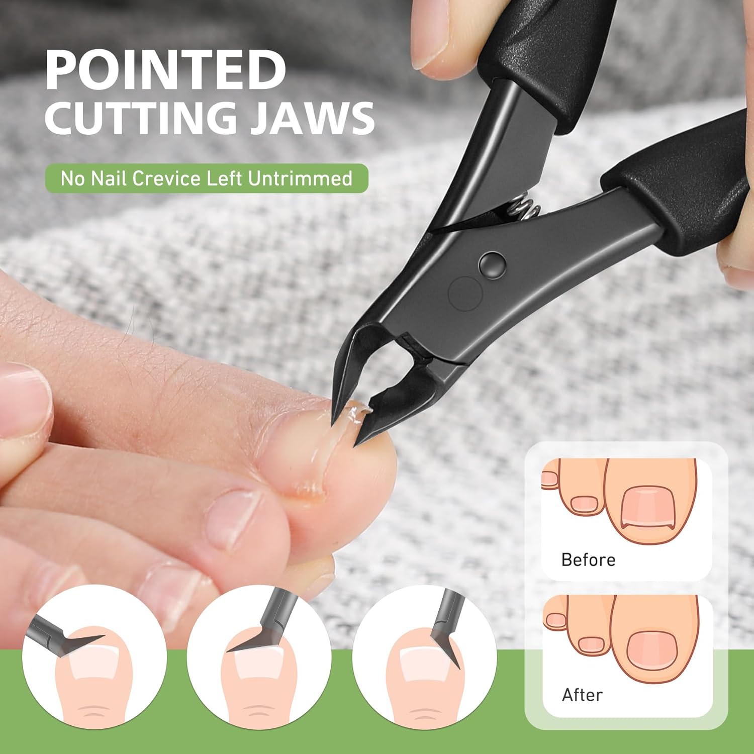 BALUCA Heavy Duty Black Toenail Clippers with Long Handle for Thick and Ingrown Nails - Adult and Senior Size - Image 2