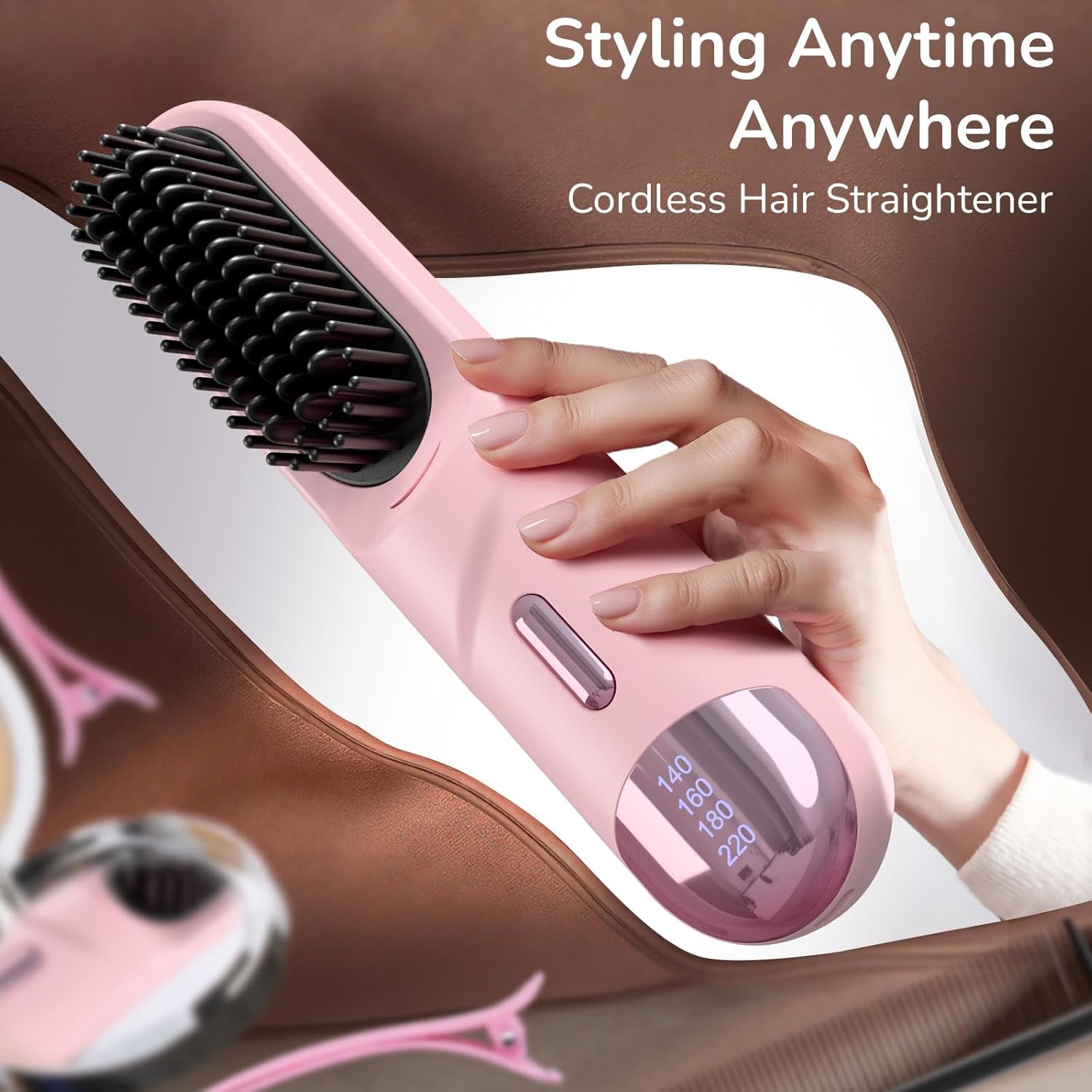 2025 Upgraded Cordless Hair Straightener Brush 4 Heat Settings Ionic Technology - Image 6