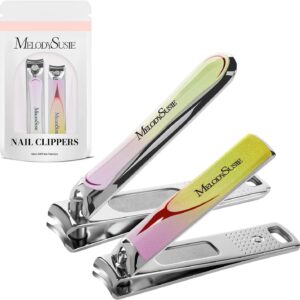 MelodySusie Nail Clippers Set, 2 in 1 Toenail Clippers Nail Clippers for Women, Ultra Sharp Stainless Steel Fingernail Nail Clippers for Men, Nail Cutter, Gifts for Women Men, Pink