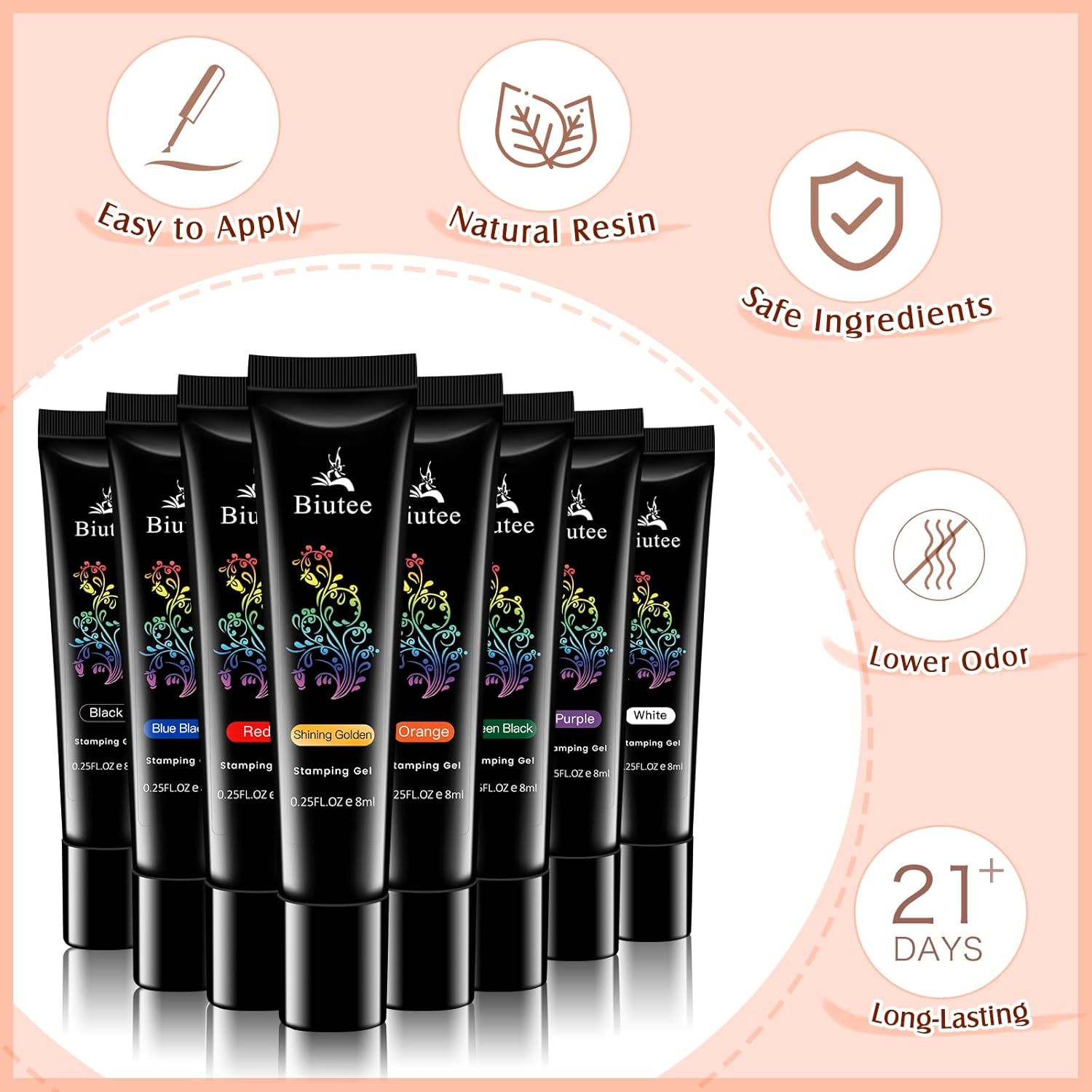 SEISSO 8-Color Gel Nail Stamping Polish Kit with 4 Templates for DIY Manicures - Image 3
