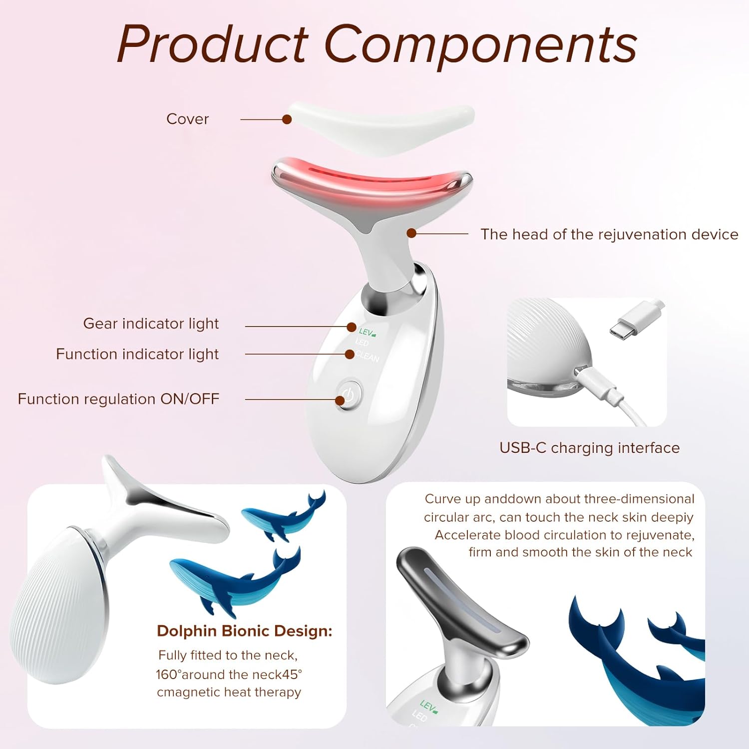 7 Color LED Facial and Neck Massager for Home Skin Rejuvenation and Relaxation - Image 2
