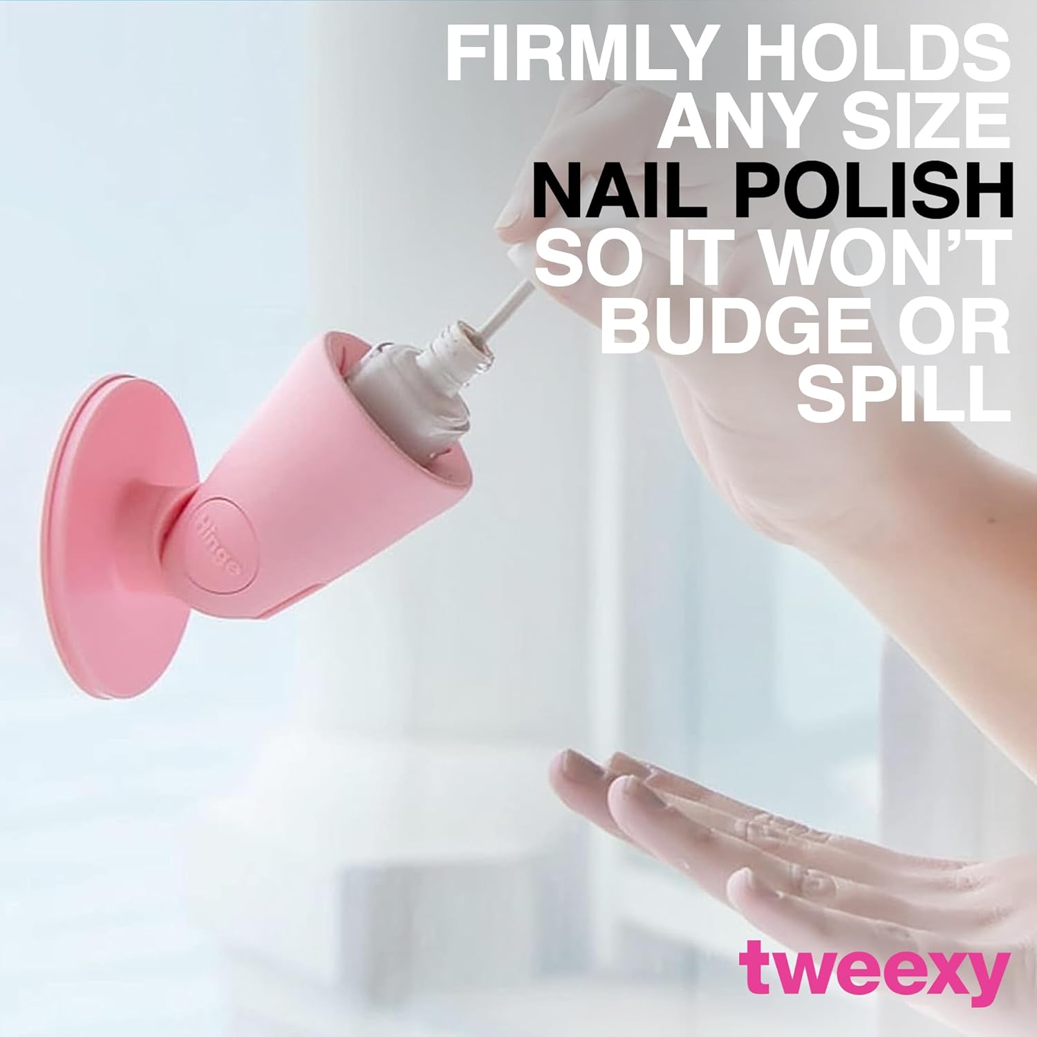 Tweexy Blush Nail Polish Holder Anti-Spill Stand with Airlock Suction - Image 6