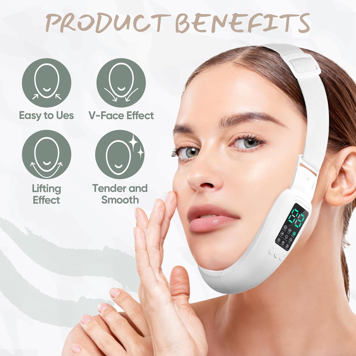 V-Face Electric Double Chin Device with 8 Modes, 15 Intensity Levels for Contouring - Image 3