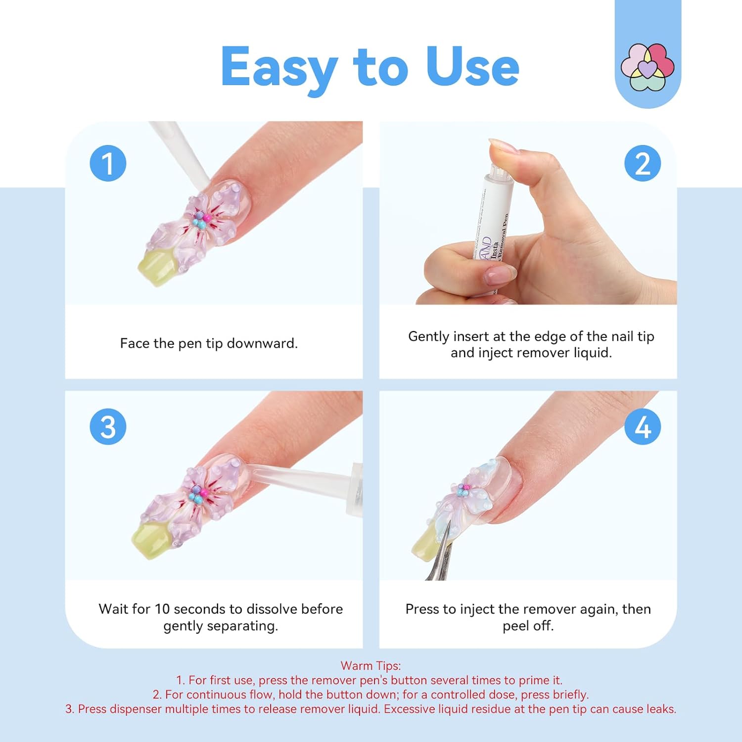 SAVILAND 10s Solid Nail Glue Remover Pen with Vitamin E and Castor Oil for Press On Nails - Image 8