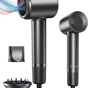 Hair Dryer, 500 Millions Negative Ionic Care Blow Dryer for Fast Drying, Professional 120000RPM High-Speed Hairdryer Low Noise Thermo-Control Travel with Magnetic Diffuser & Nozzle