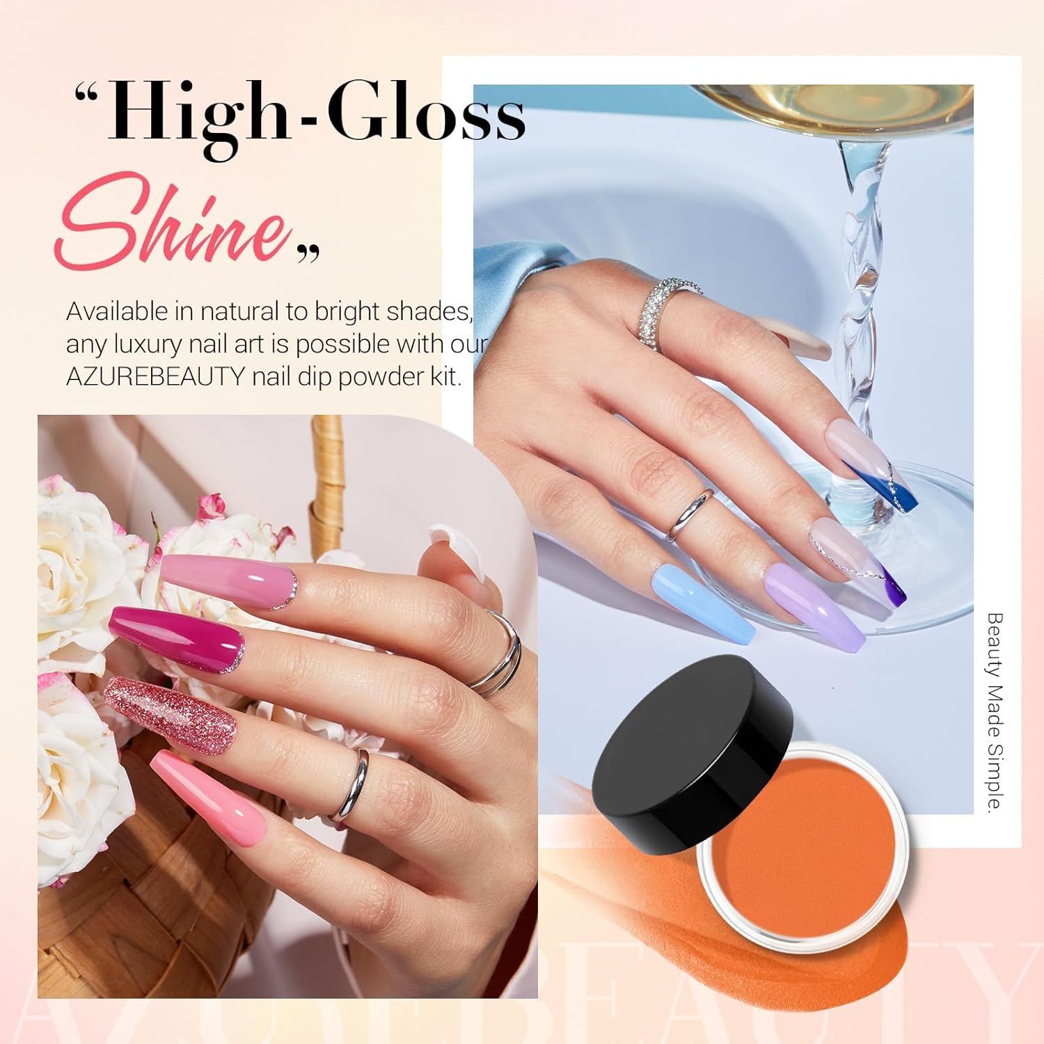 AZUREBEAUTY Dip Powder Nail Kit with Electric Nail Drill 24 Colors and Dip Liquid Set - Image 4