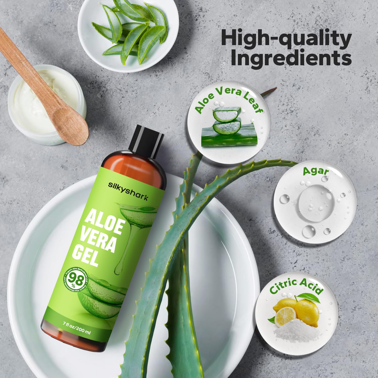 Organic Aloe Vera Gel 7 Fl Oz Soothing Moisturizer for Face, Body, Hair and Sunburn Relief - Image 2