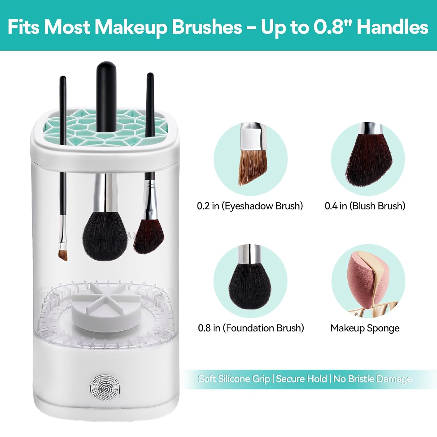 Automatic Electric Makeup Brush Cleaner 8000 RPM Speed with Multi-Size Silicone Holder - Image 3