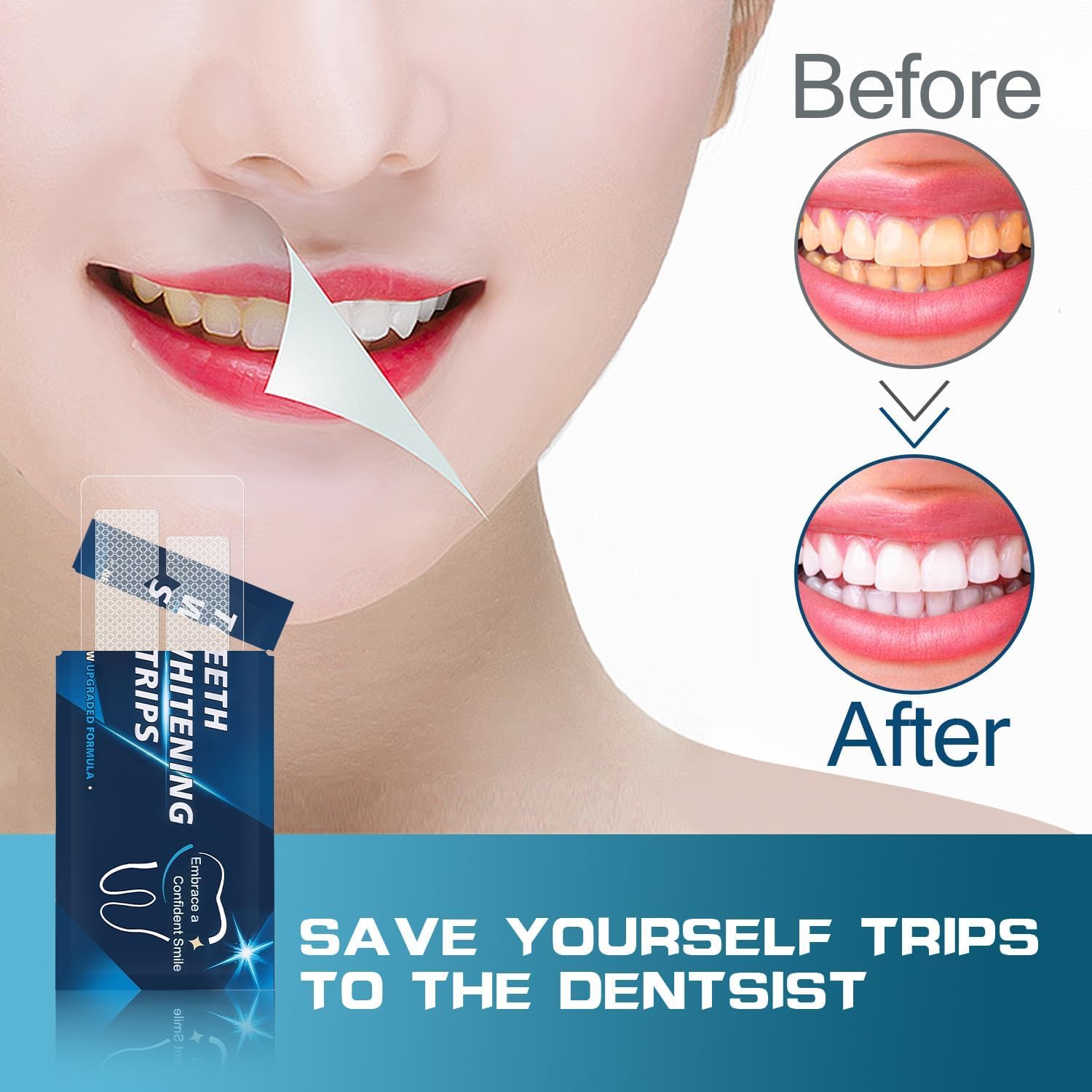 Gentle Teeth Whitening Strips - 14 Strips for 7 Treatments, Coffee & Wine Stain Removal - Image 4