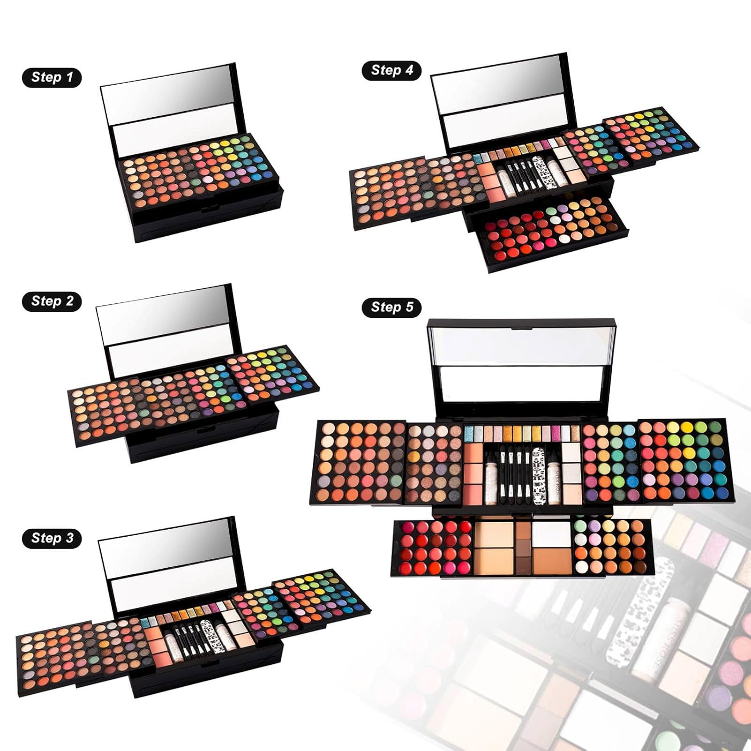 M 187 Colors 32 Shade Professional Makeup Palette All-in-One Kit with Accessories - Image 6