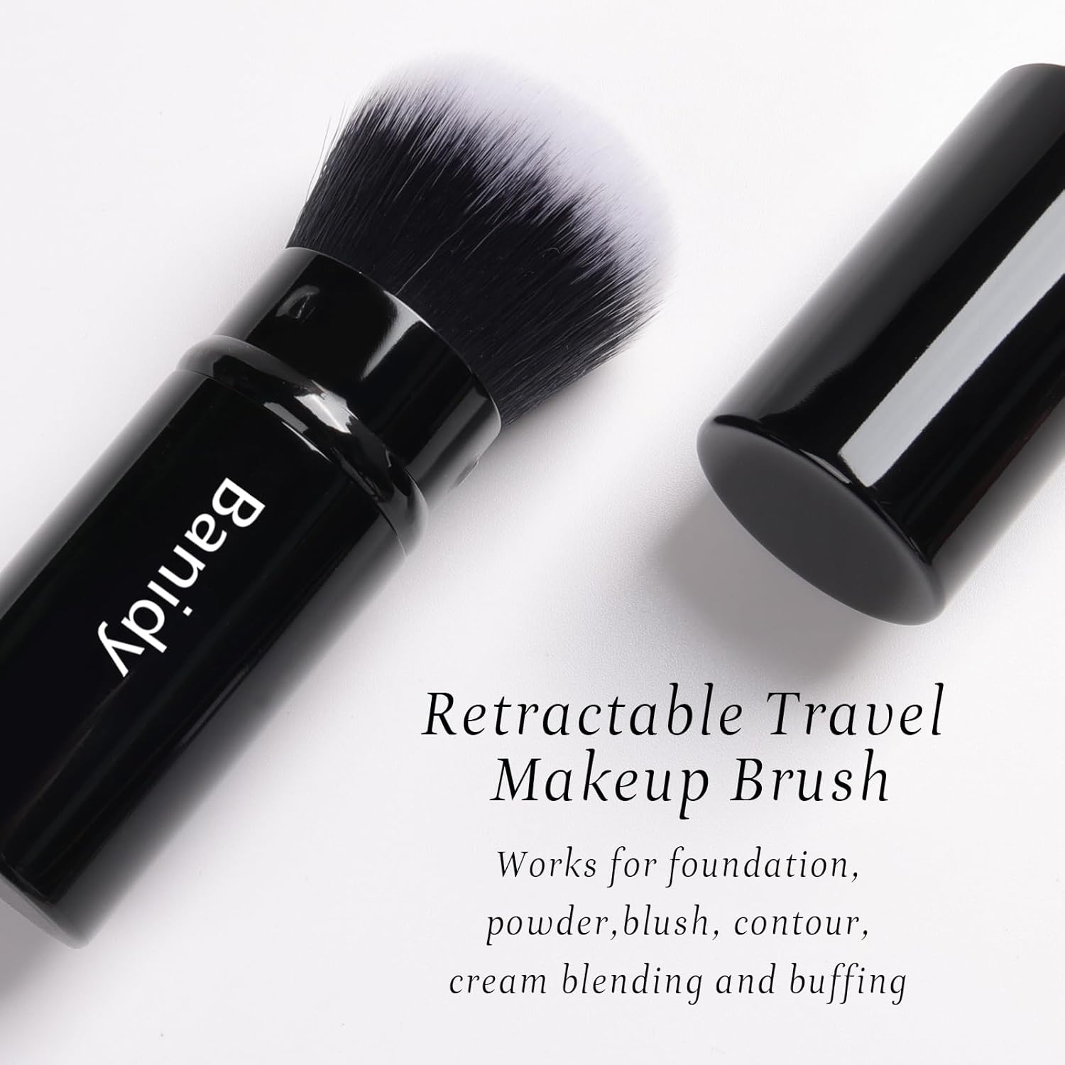 Retractable Kabuki Makeup Brush for Foundation, Powder, Blush, Bronzer, Cruelty-Free, 13-Word Count - Image 3