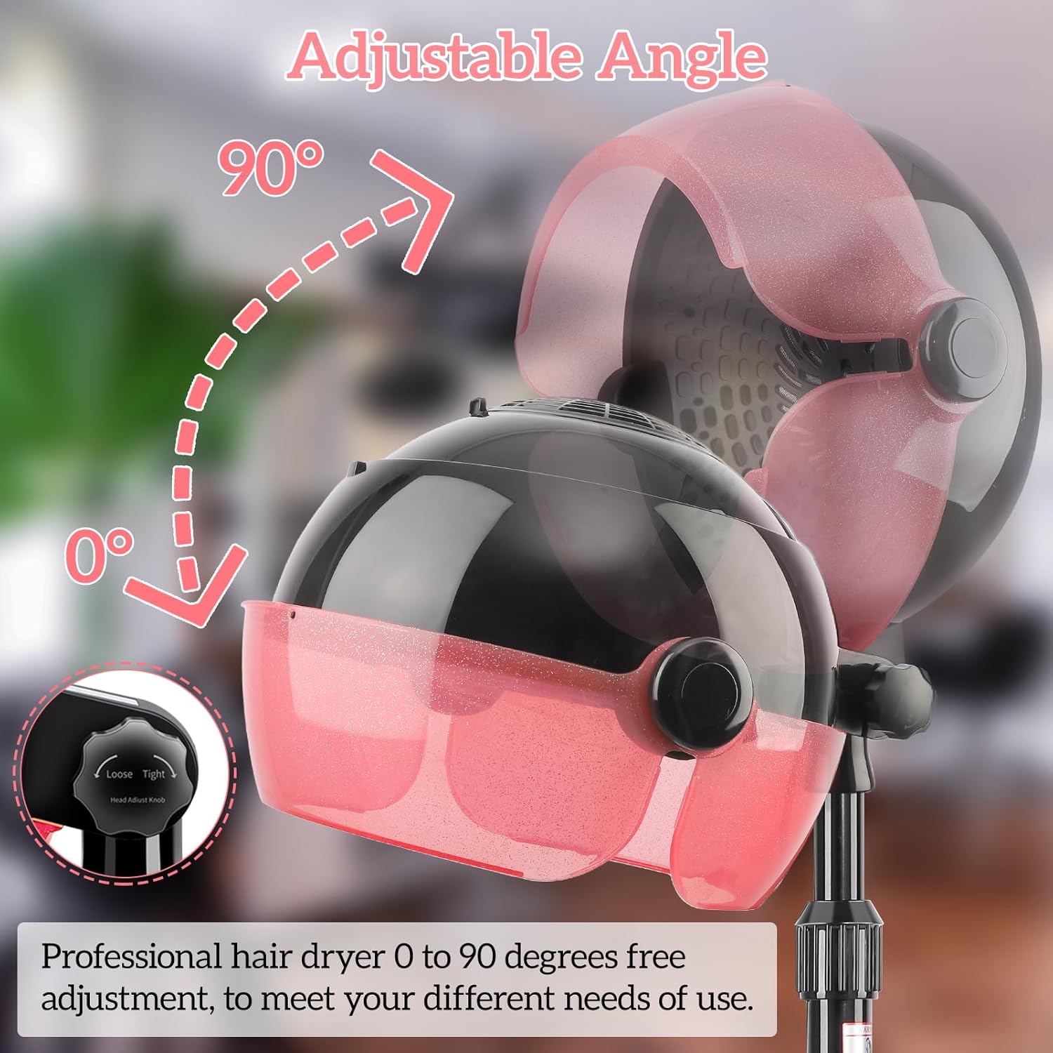 Professional Hooded Hair Dryer with Adjustable Height and Touch Controls, 3 Heat Settings - Image 5