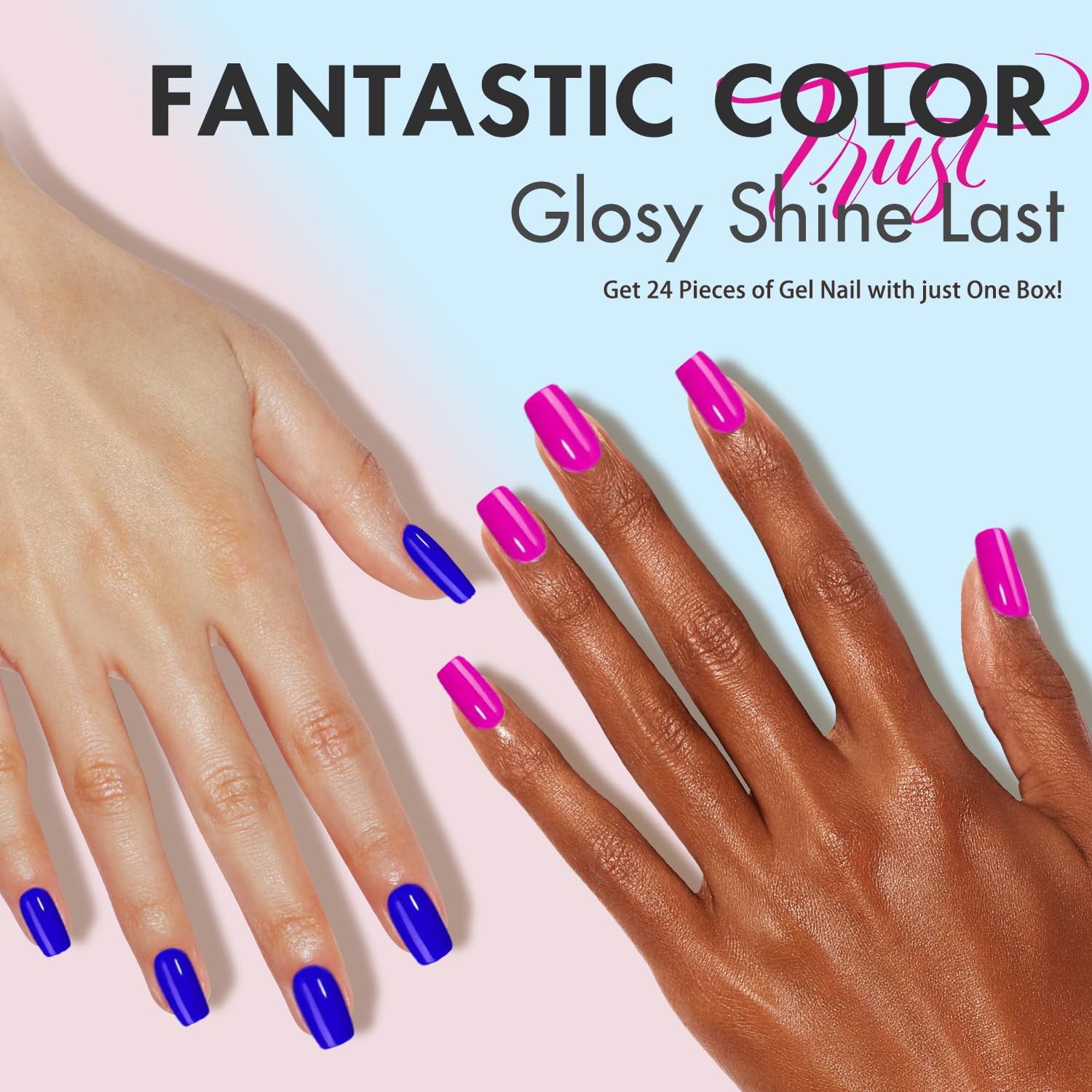 Matte Royal Blue Medium Square Press on Nails 24 PCS Reusable Gel Nails - Image 7