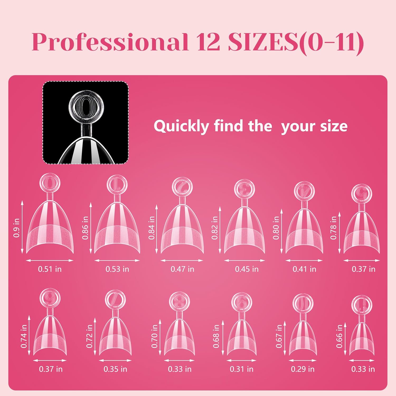 LIONVISON 600 Piece Extra Short Almond Nail Tips Half Cover with Handles 12 Sizes - Image 7