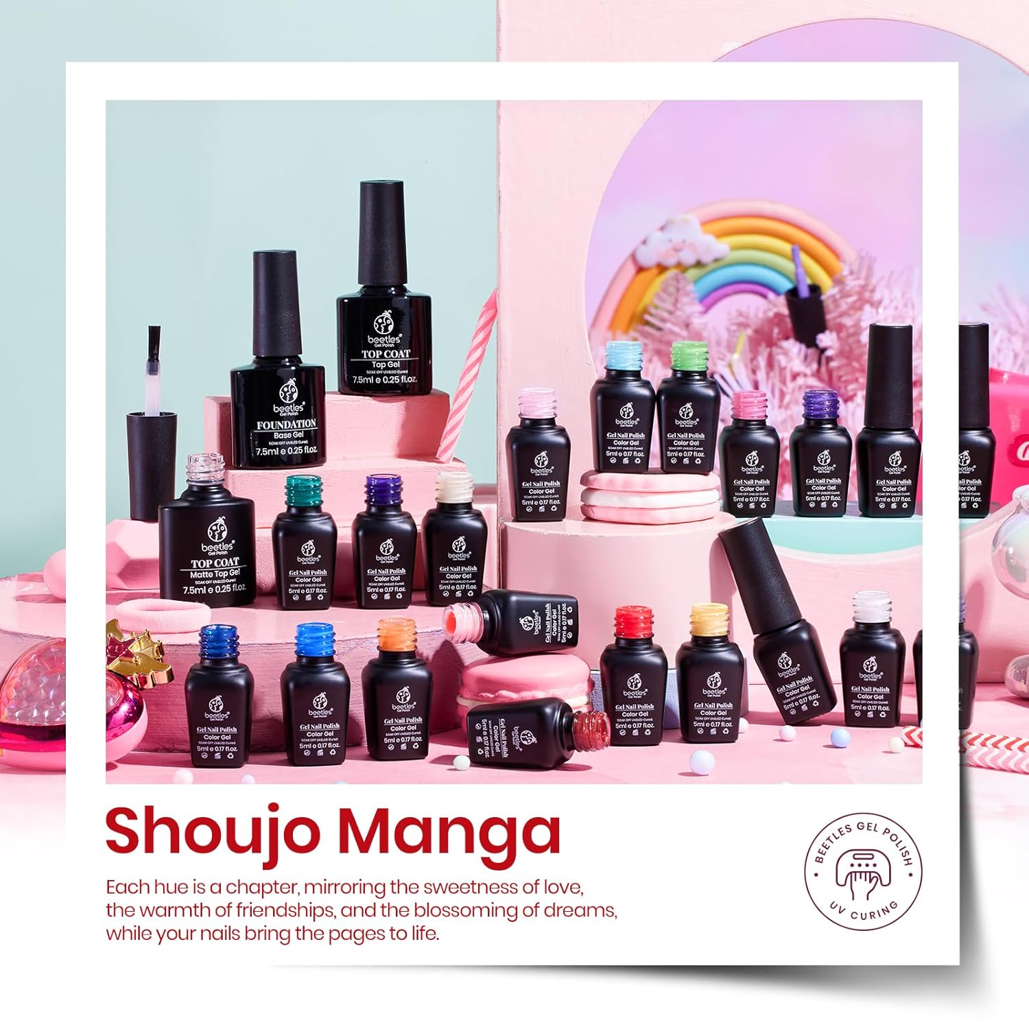 Beetles 23-Piece Summer Gel Nail Polish Kit with Base and Top Coat for Women - Image 3