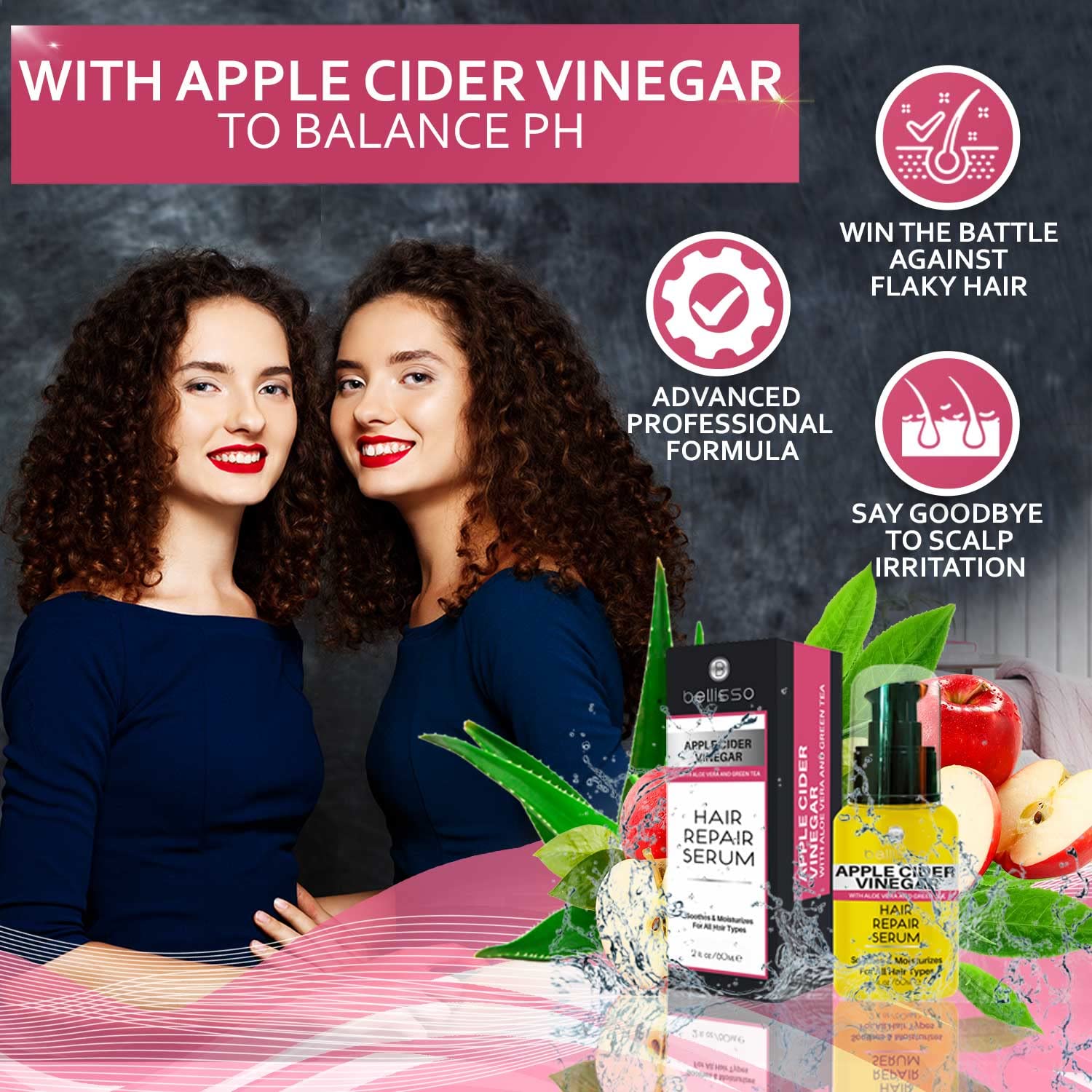 BELLISSO Apple Cider Vinegar Shampoo, Conditioner, Hair Mask, and Serum 4-Piece Set - Large Size - Image 9