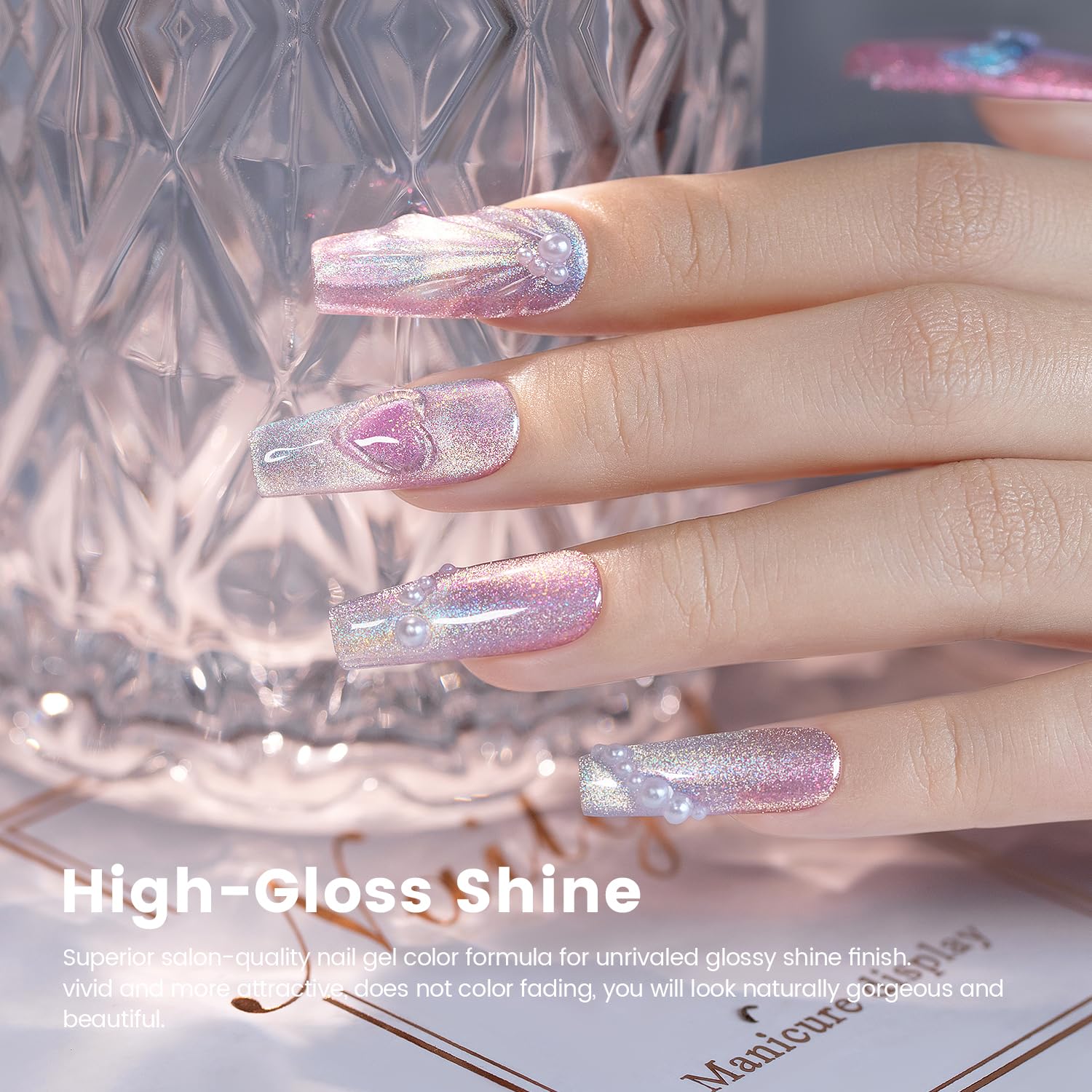 RARJSM 6-Color Aurora Mermaid Cat Eye Gel Polish Kit with Magnetic Stick - Image 3