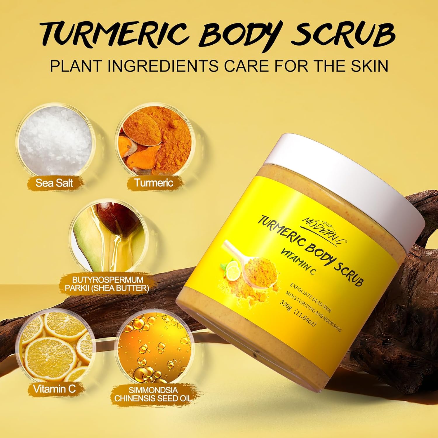 POP MODERN.C Turmeric Vitamin C 12 oz Body Scrub for Exfoliating Dark Spots - Image 5